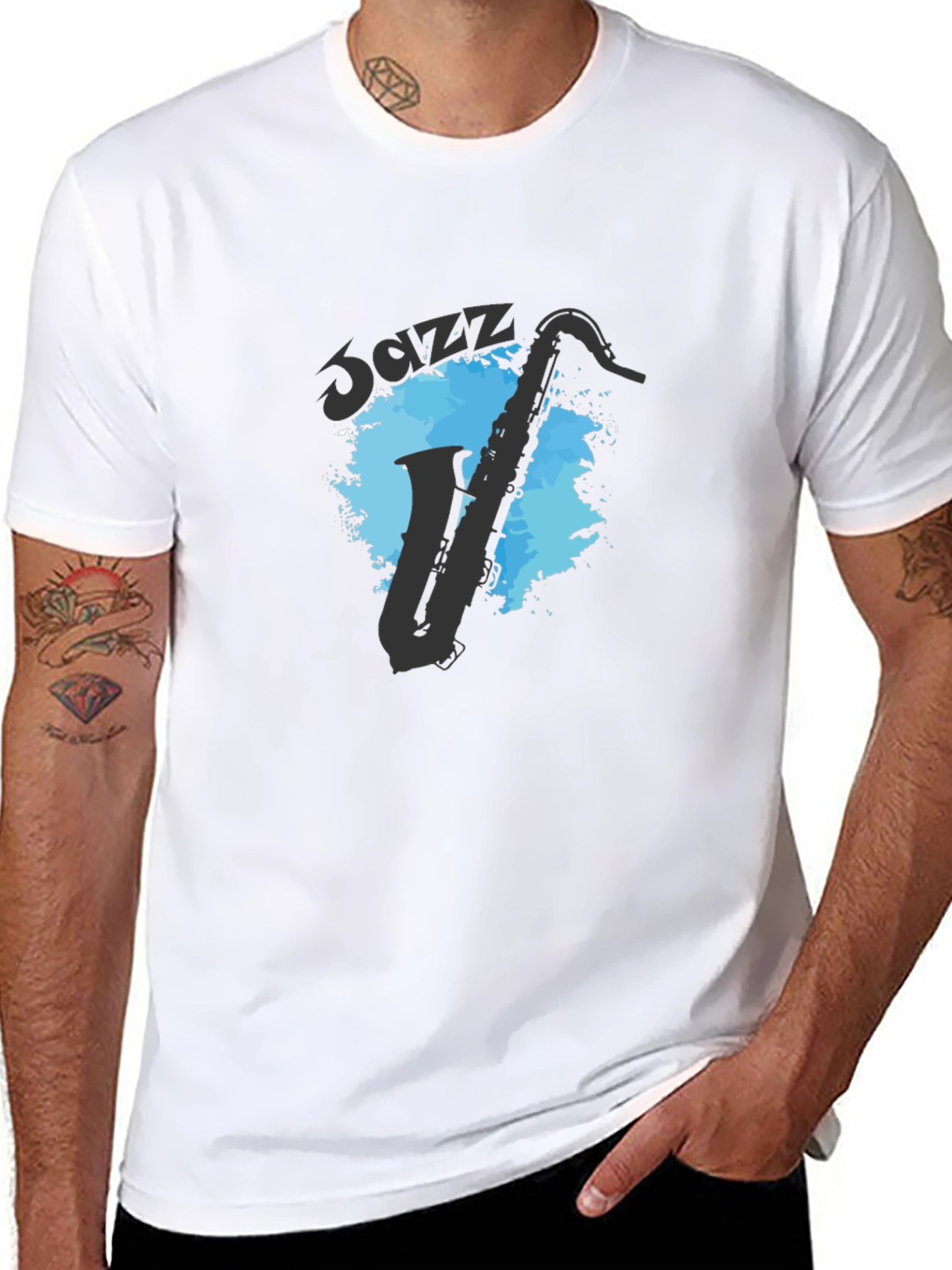 Cool Jazz Saxophone Graphic T-Shirt - Black