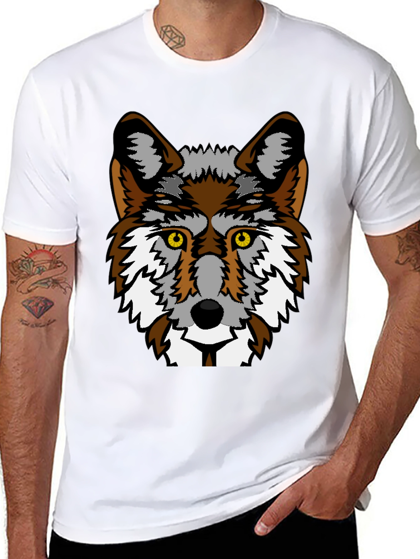 Wolf Graphic Print Black T-Shirt