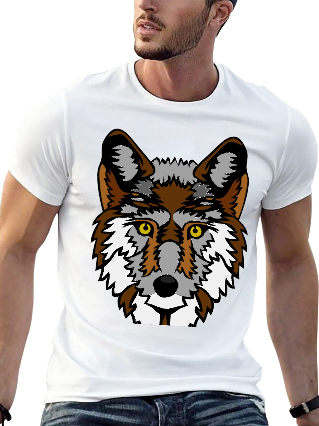 Wolf Graphic Print Black T-Shirt