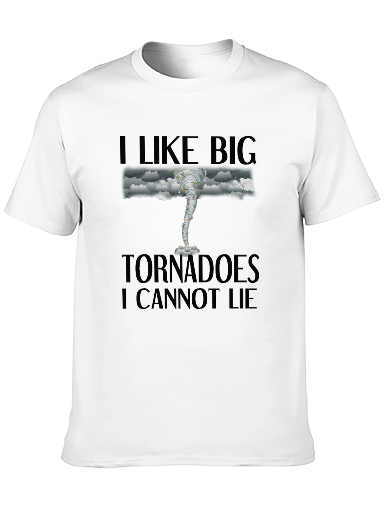 I Like Big Tornadoes Mens Black Graphic T-Shirt
