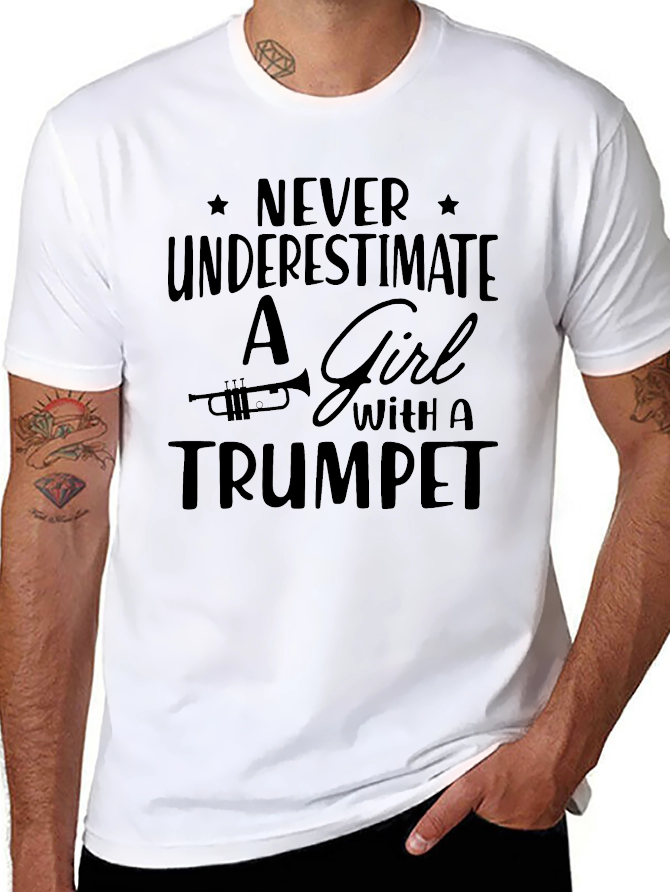 Never Underestimate Girl with Trumpet T-Shirt