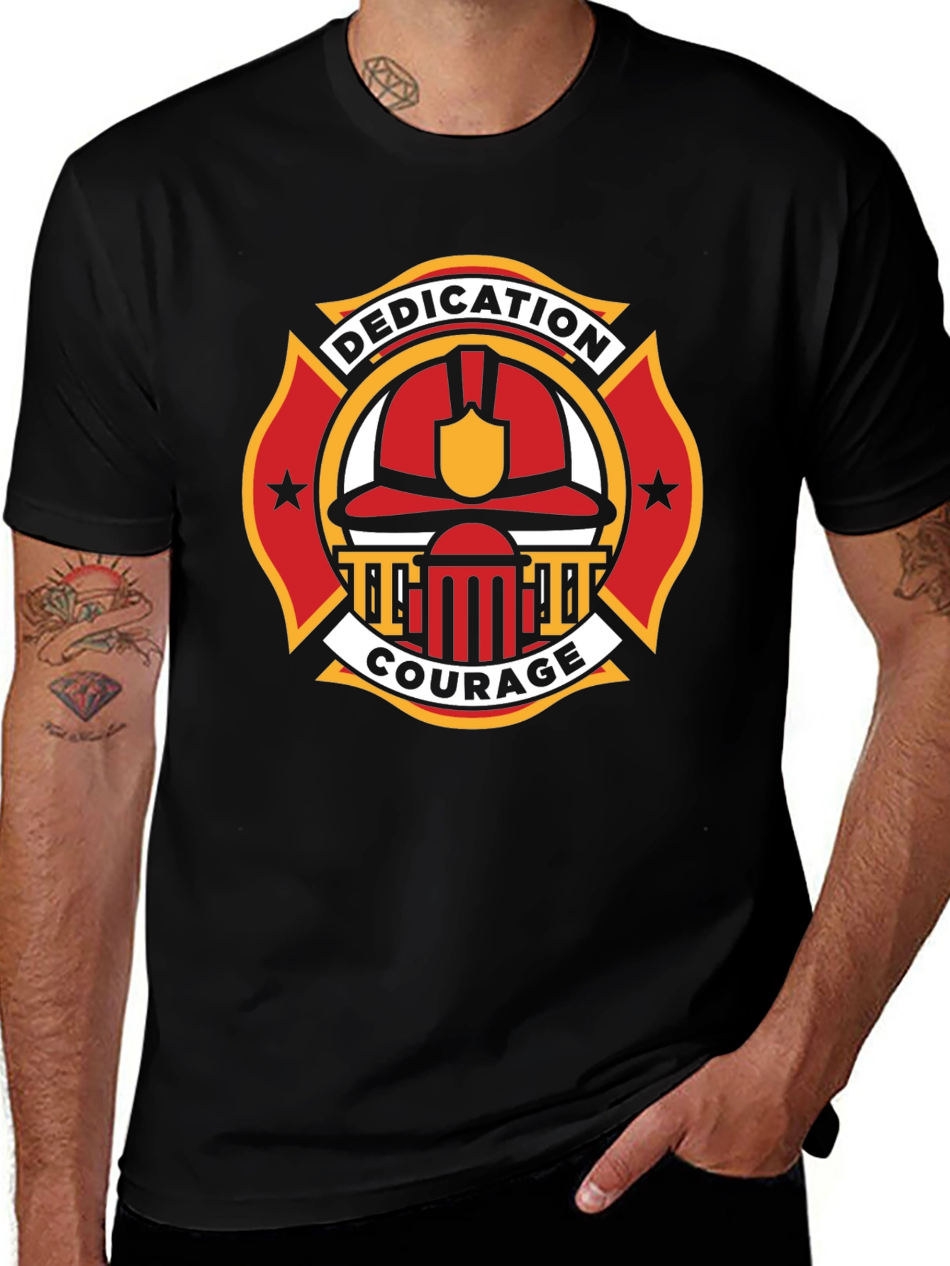 Firefighter Dedication Courage Graphic T-Shirt