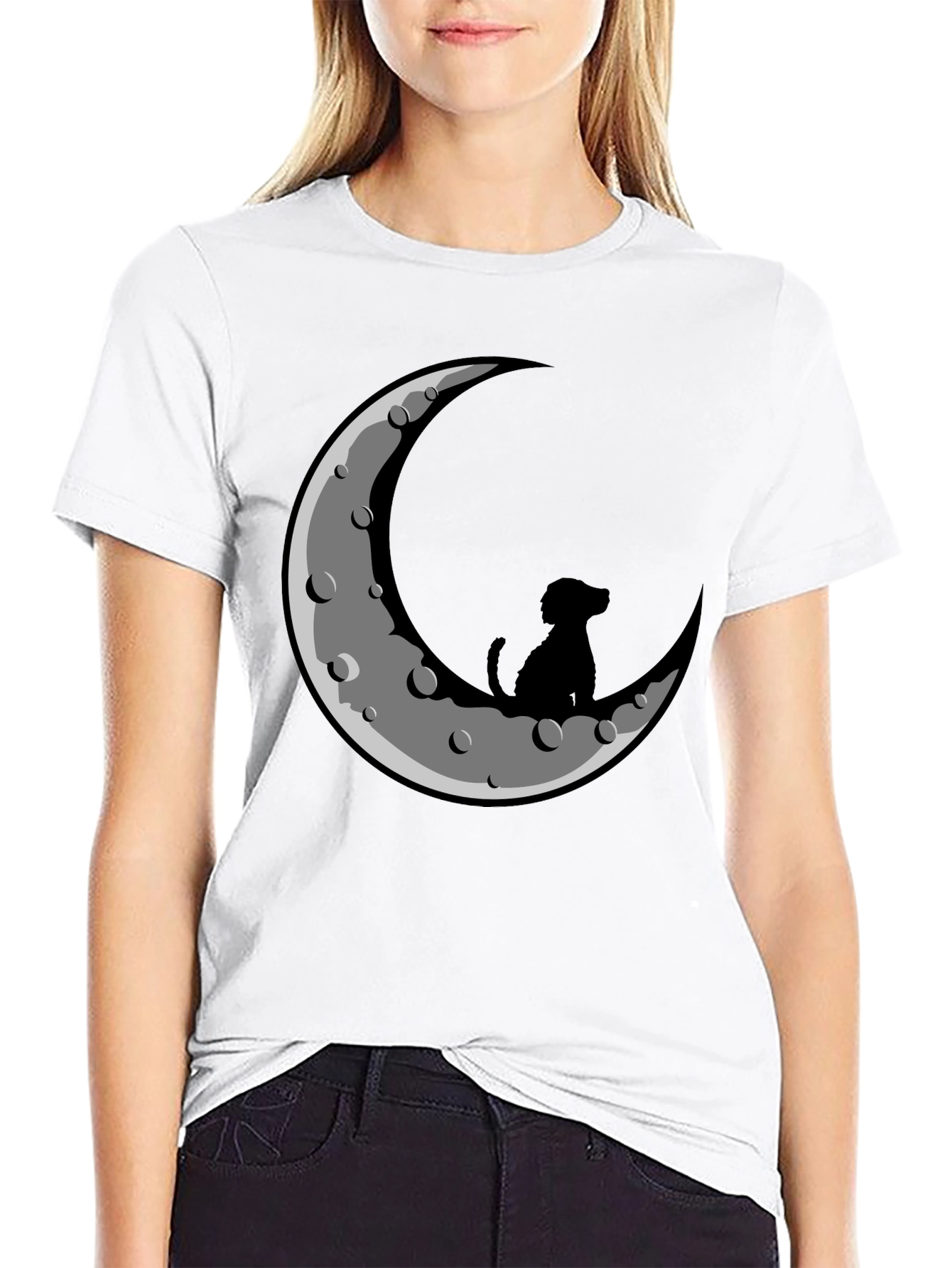 Dog on the Moon Graphic Tee - Black T-Shirt