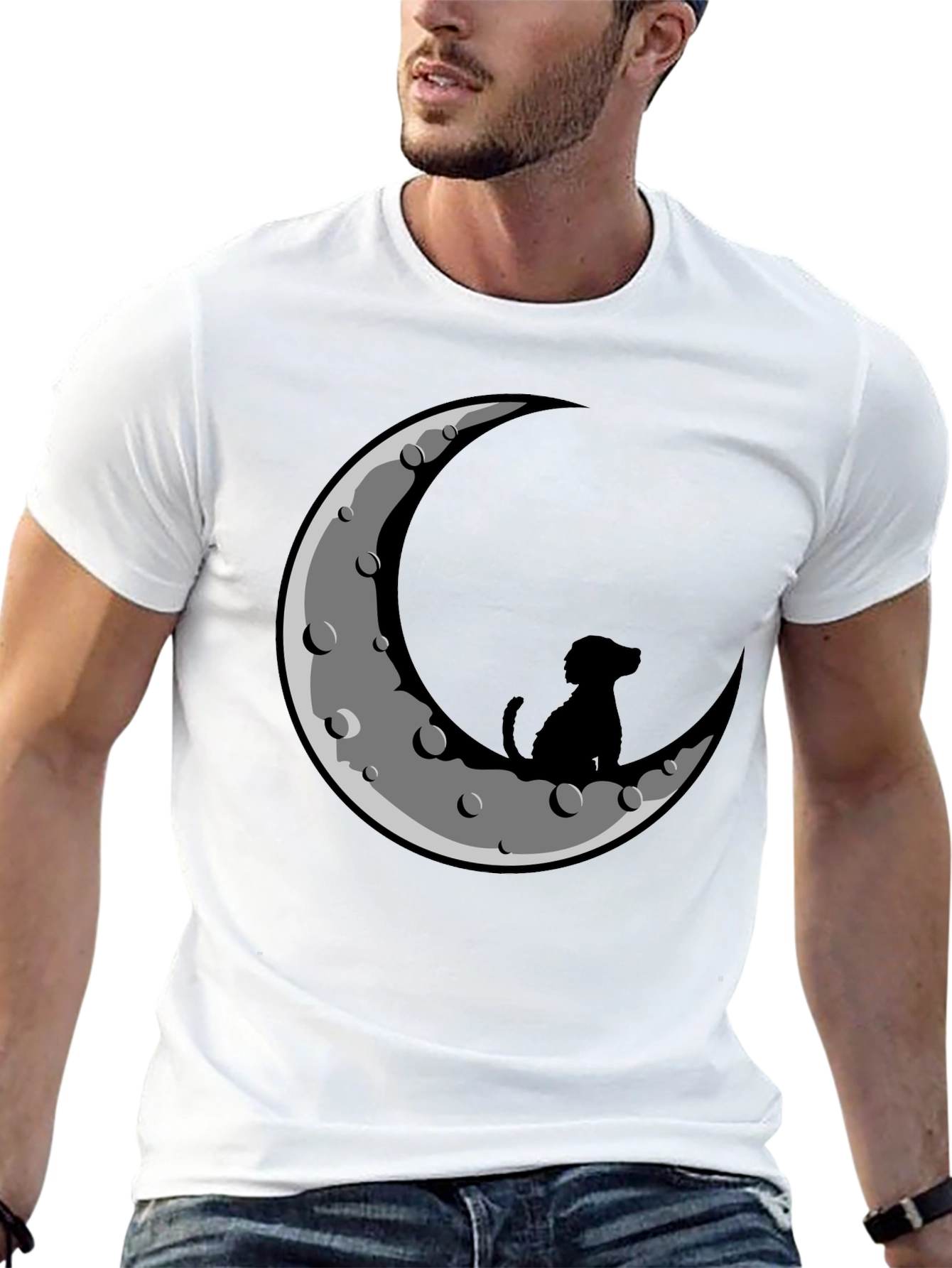 Dog on the Moon Graphic Tee - Black T-Shirt