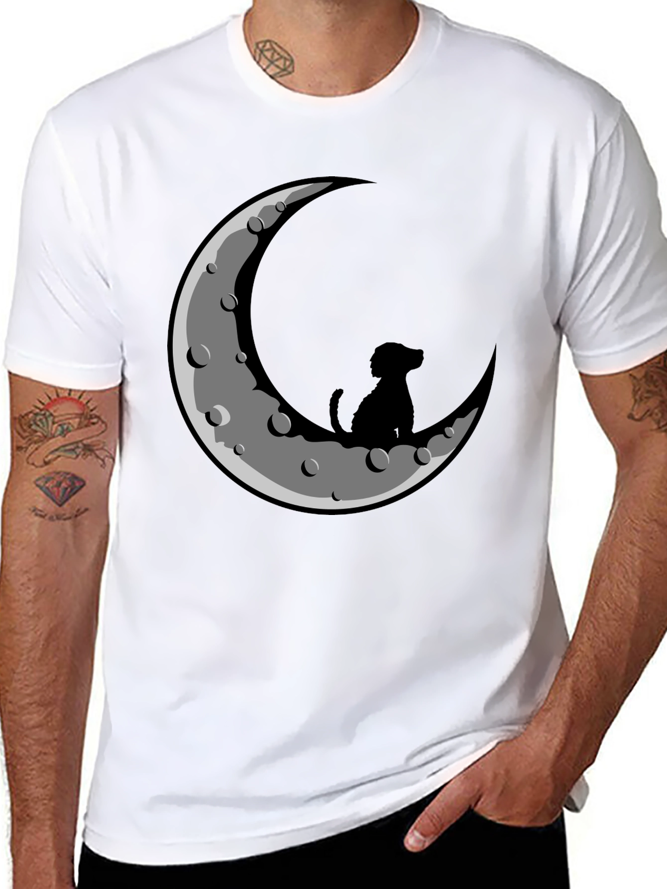 Dog on the Moon Graphic Tee - Black T-Shirt