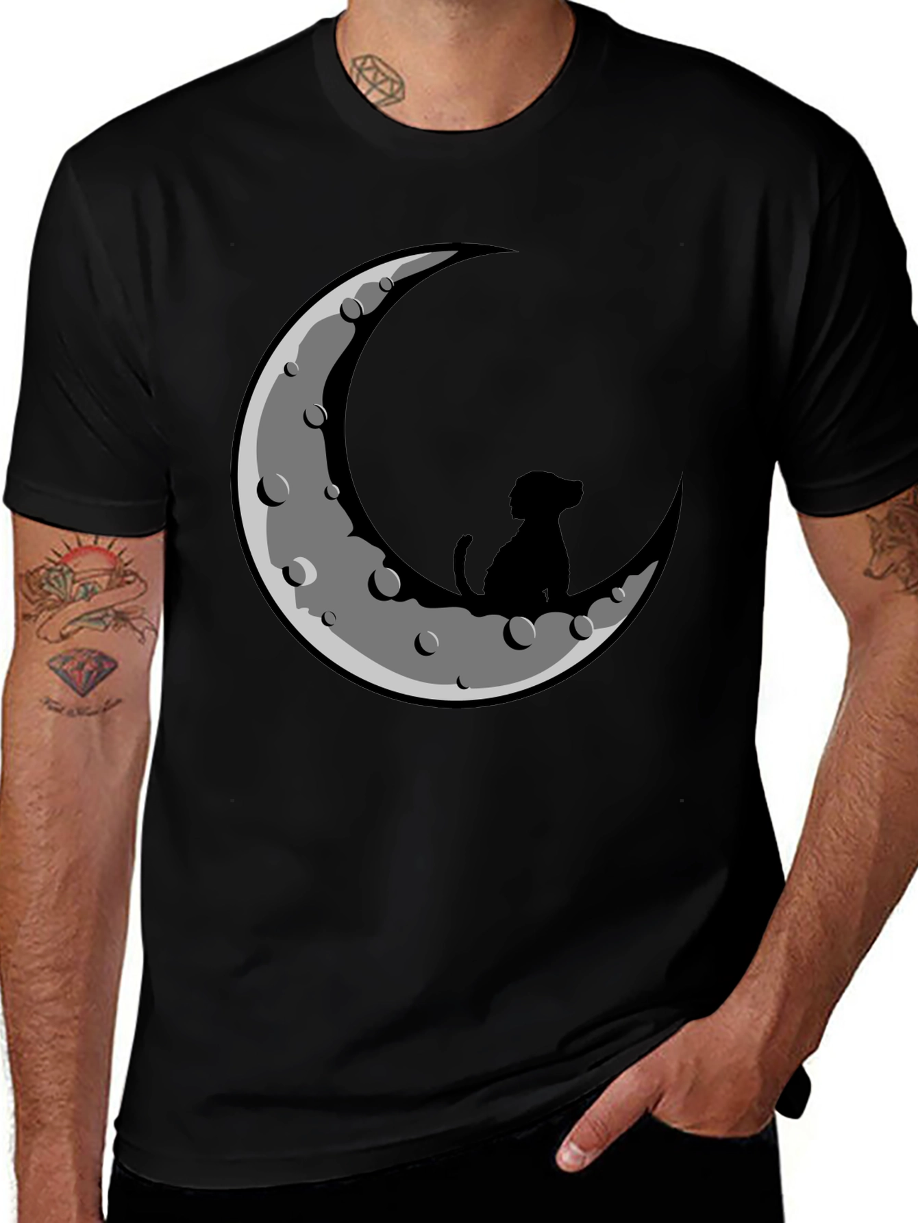 Dog on the Moon Graphic Tee - Black T-Shirt