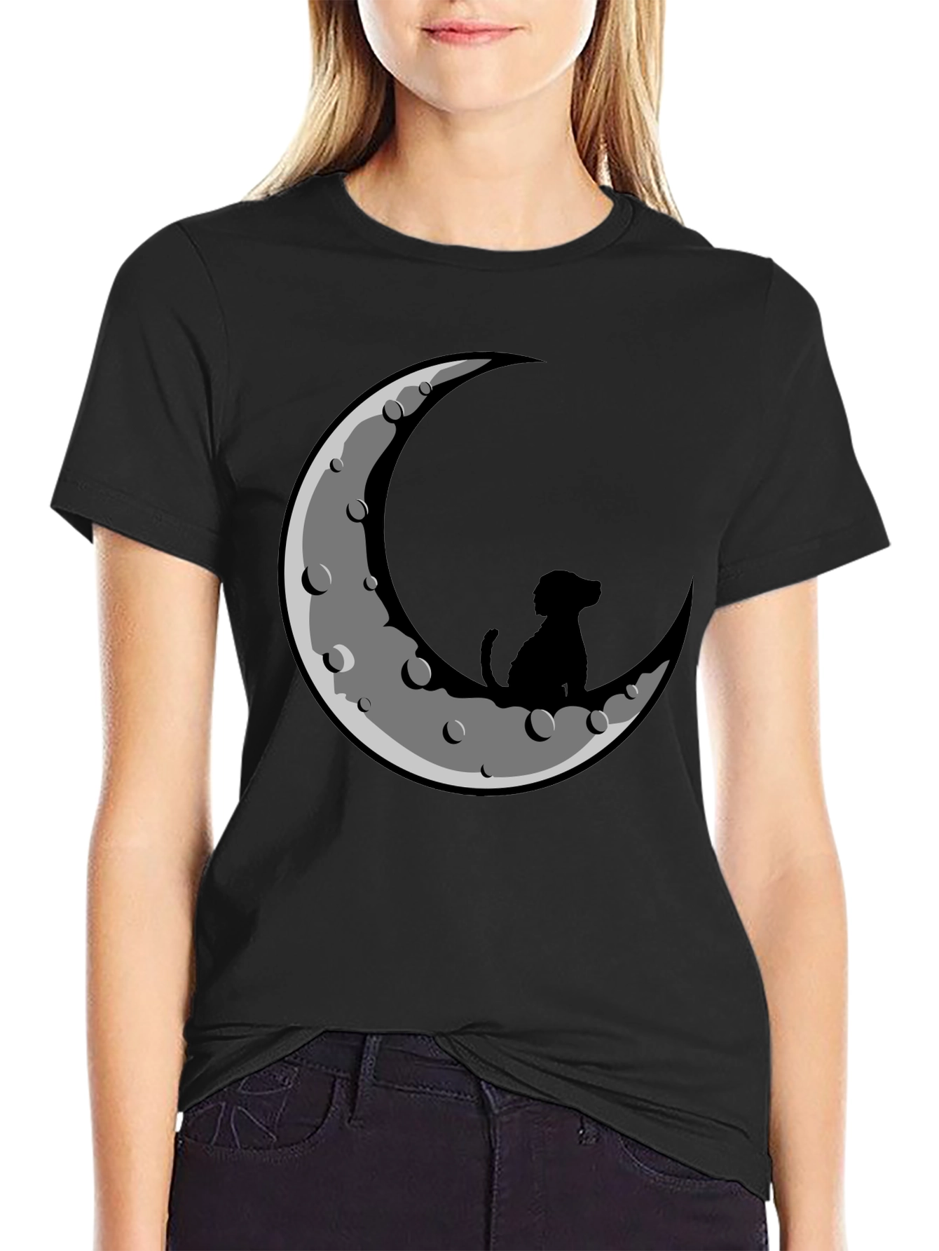 Dog on the Moon Graphic Tee - Black T-Shirt