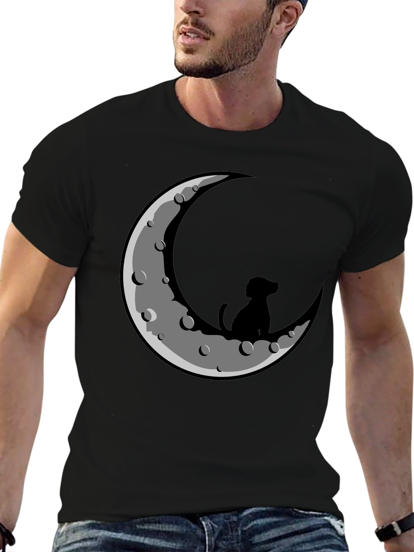 Dog on the Moon Graphic Tee - Black T-Shirt