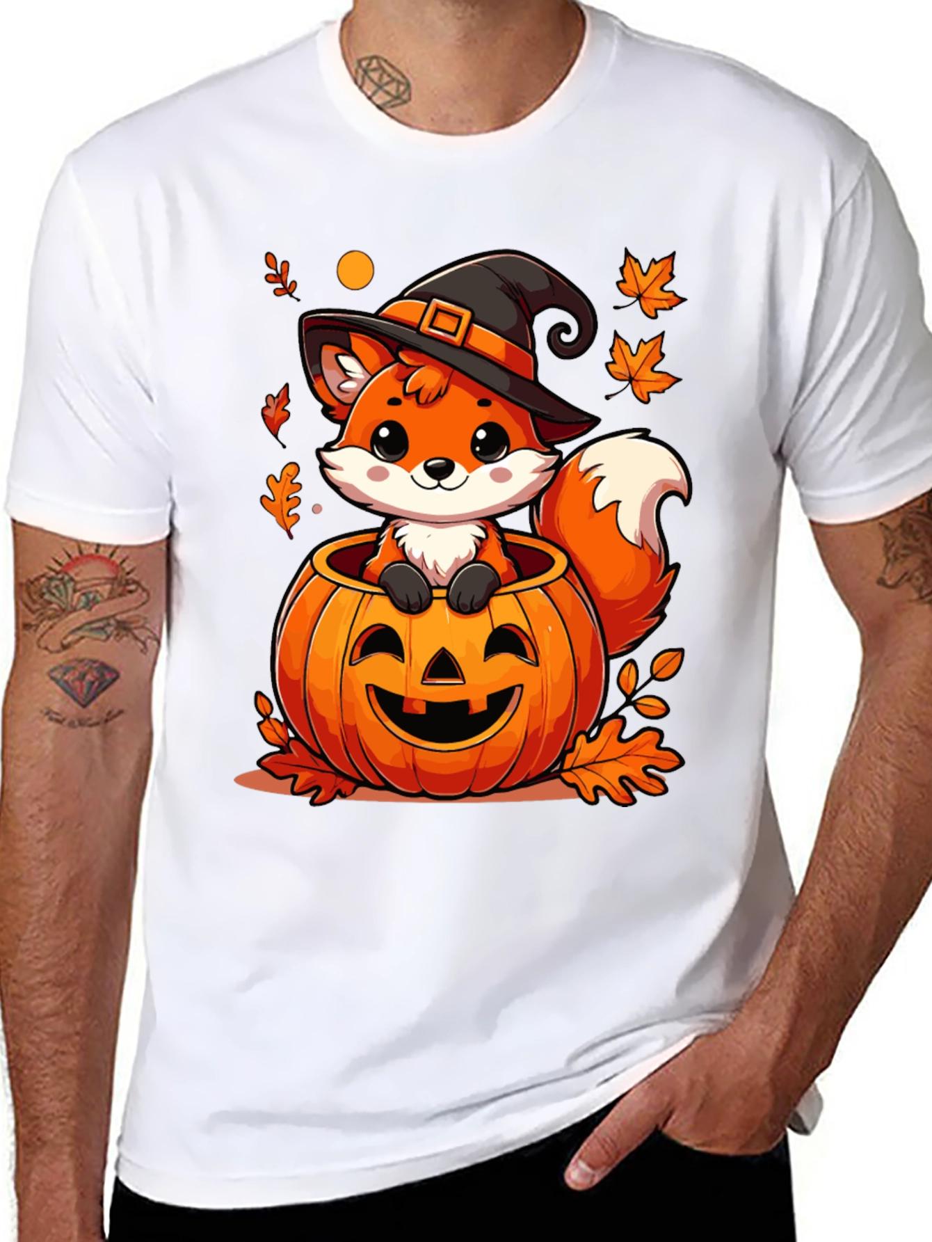 Halloween Fox in Pumpkin T-Shirt