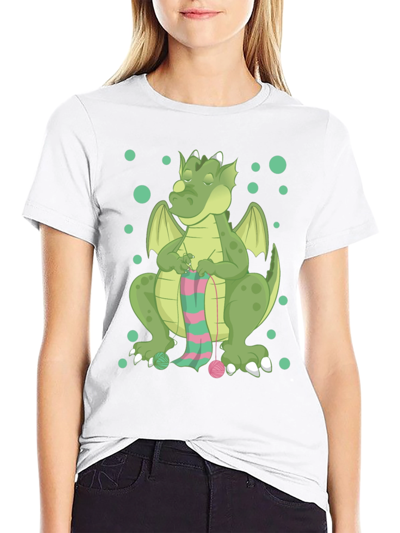 Knitting Dragon Graphic T-Shirt