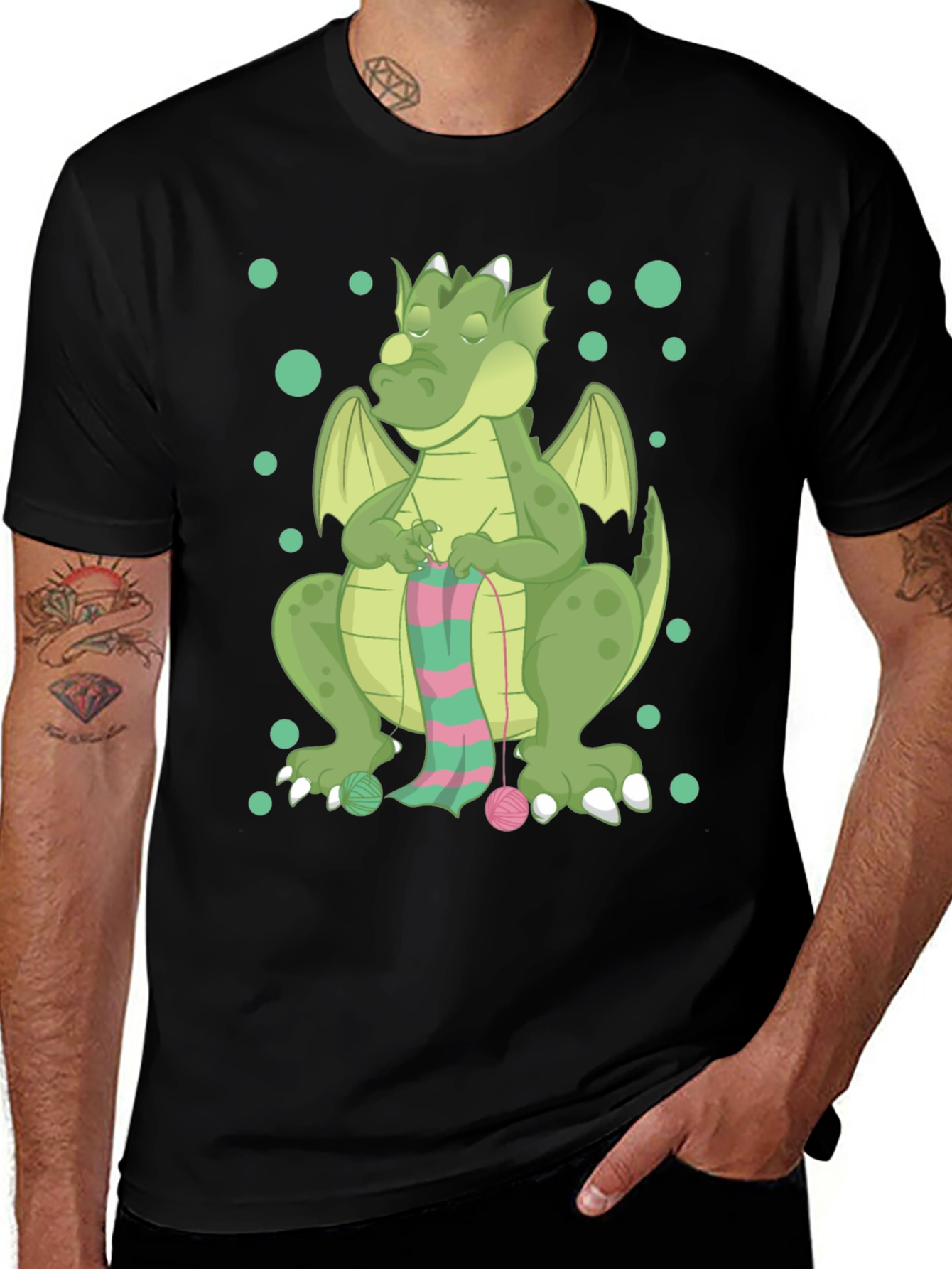 Knitting Dragon Graphic T-Shirt