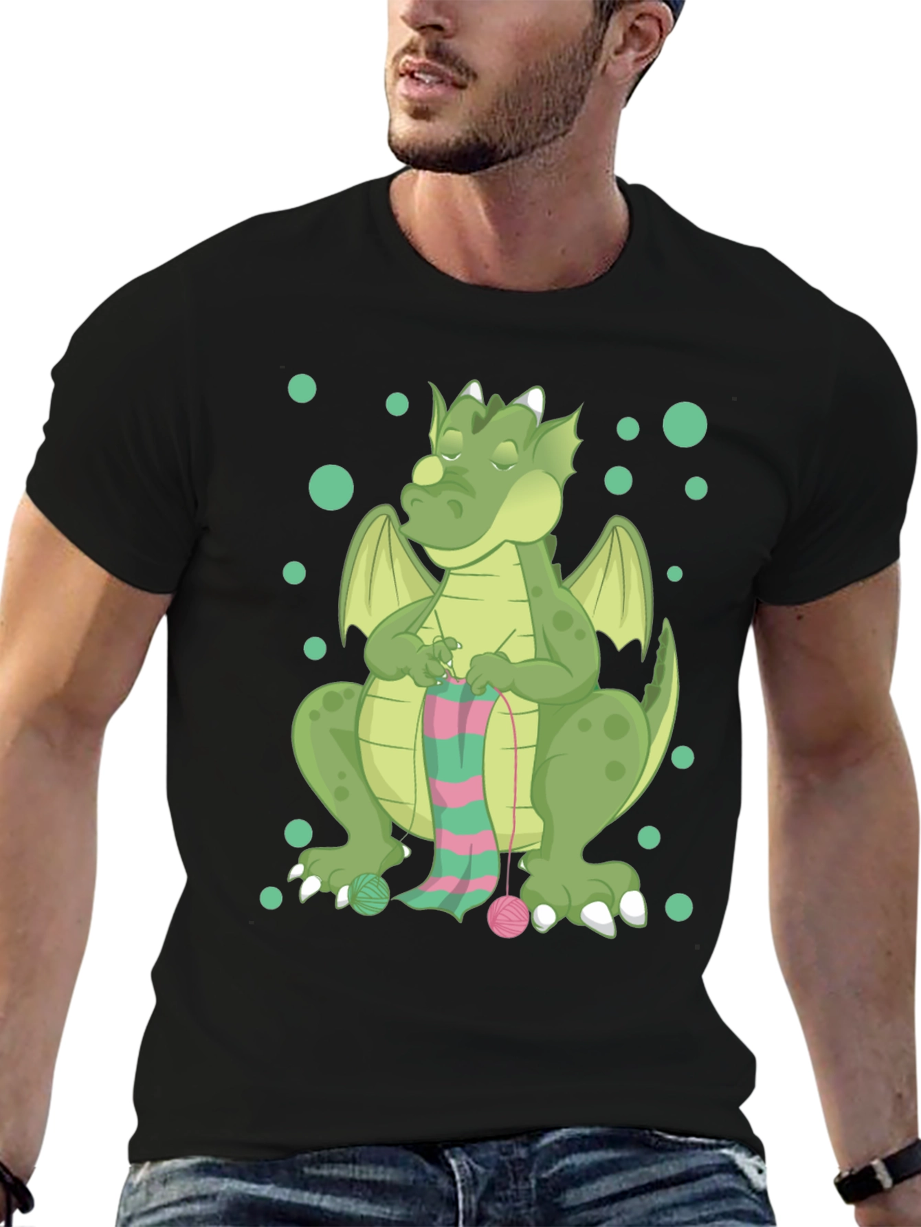 Knitting Dragon Graphic T-Shirt