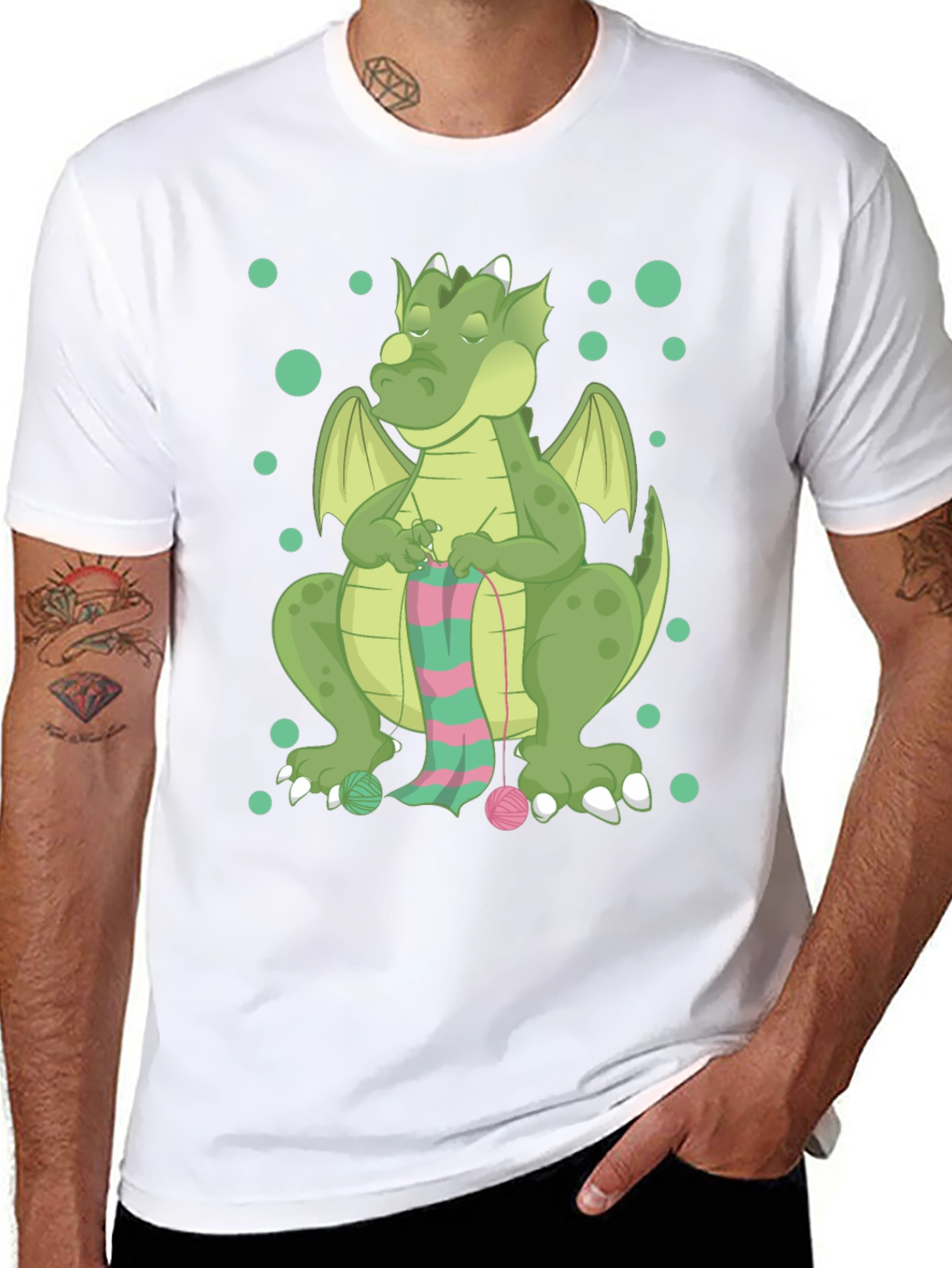 Knitting Dragon Graphic T-Shirt