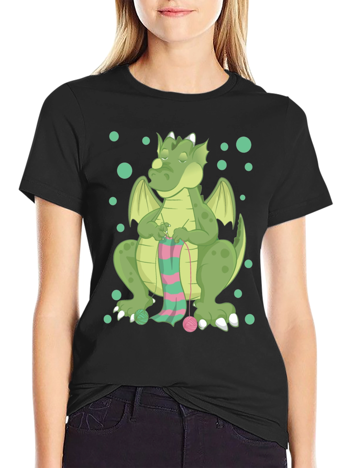 Knitting Dragon Graphic T-Shirt