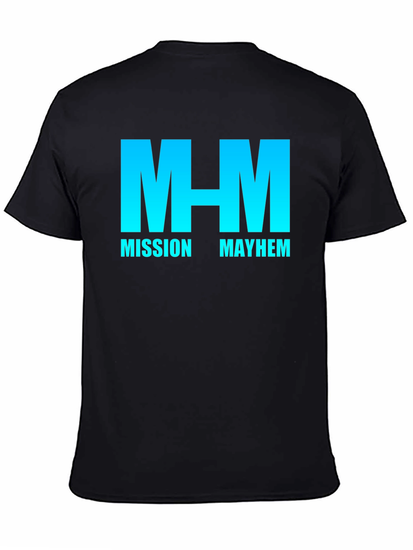 Mission Mayhem Graphic T-Shirt - Cool Blue Gradient Design