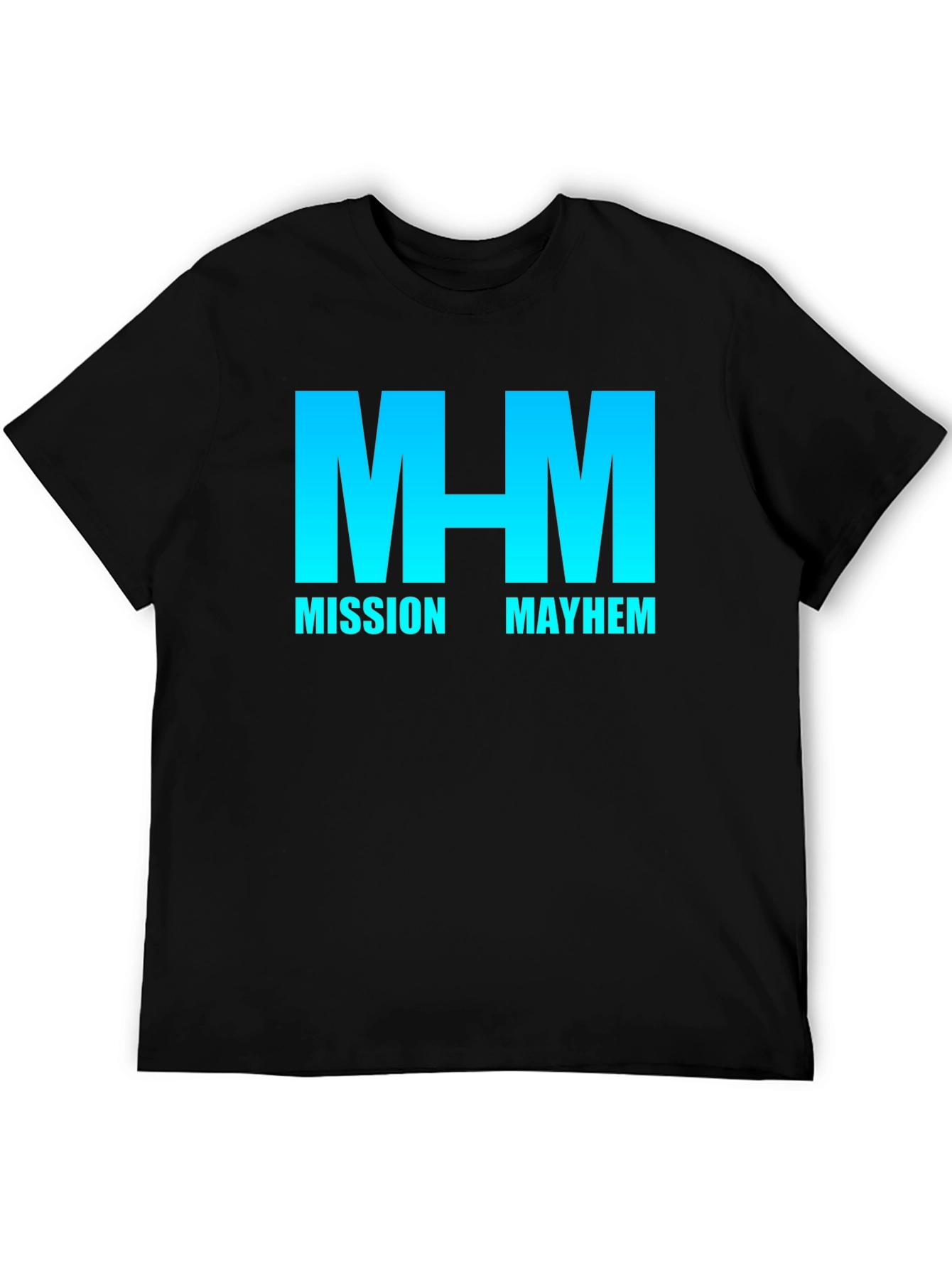 Mission Mayhem Graphic T-Shirt - Cool Blue Gradient Design