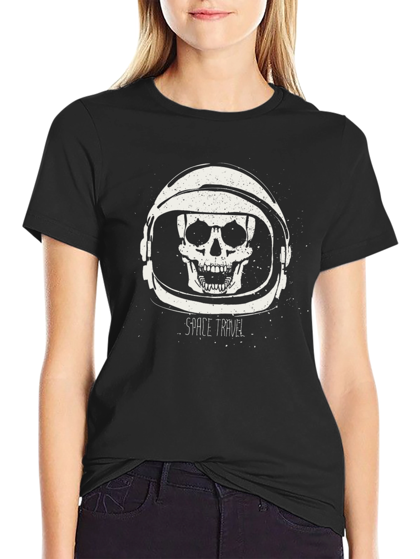Space Travel Skull Graphic Tee - Black T-Shirt