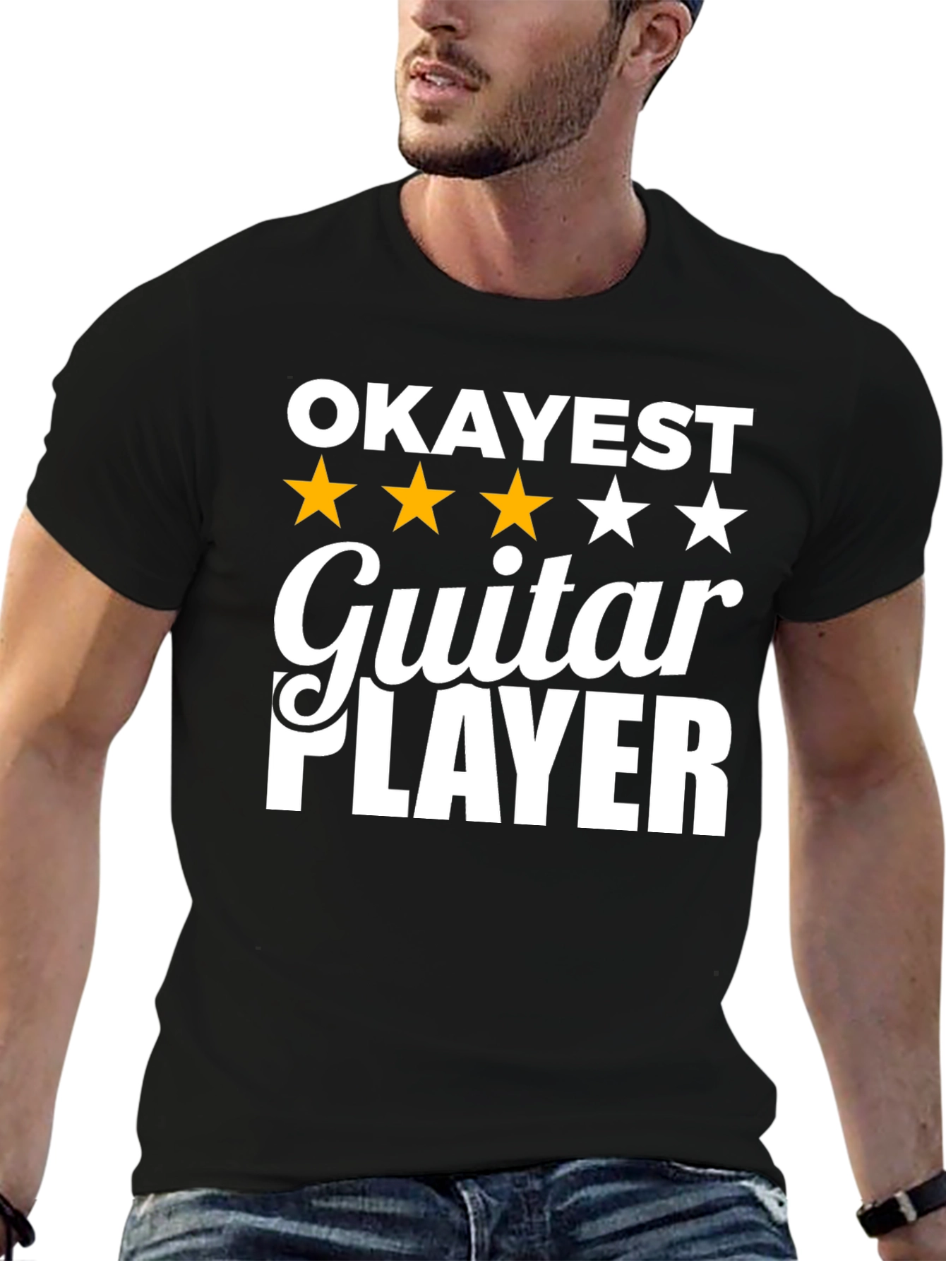 Okayest Guitar Player Graphic Tee - Black T-Shirt