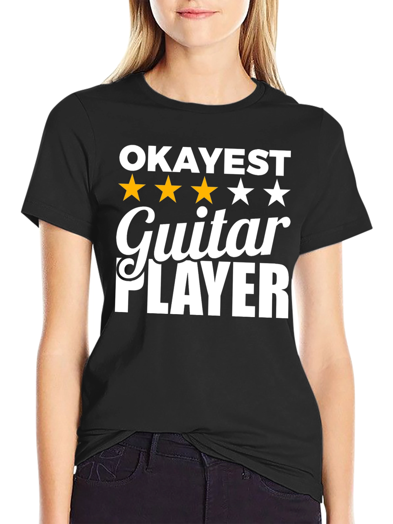 Okayest Guitar Player Graphic Tee - Black T-Shirt
