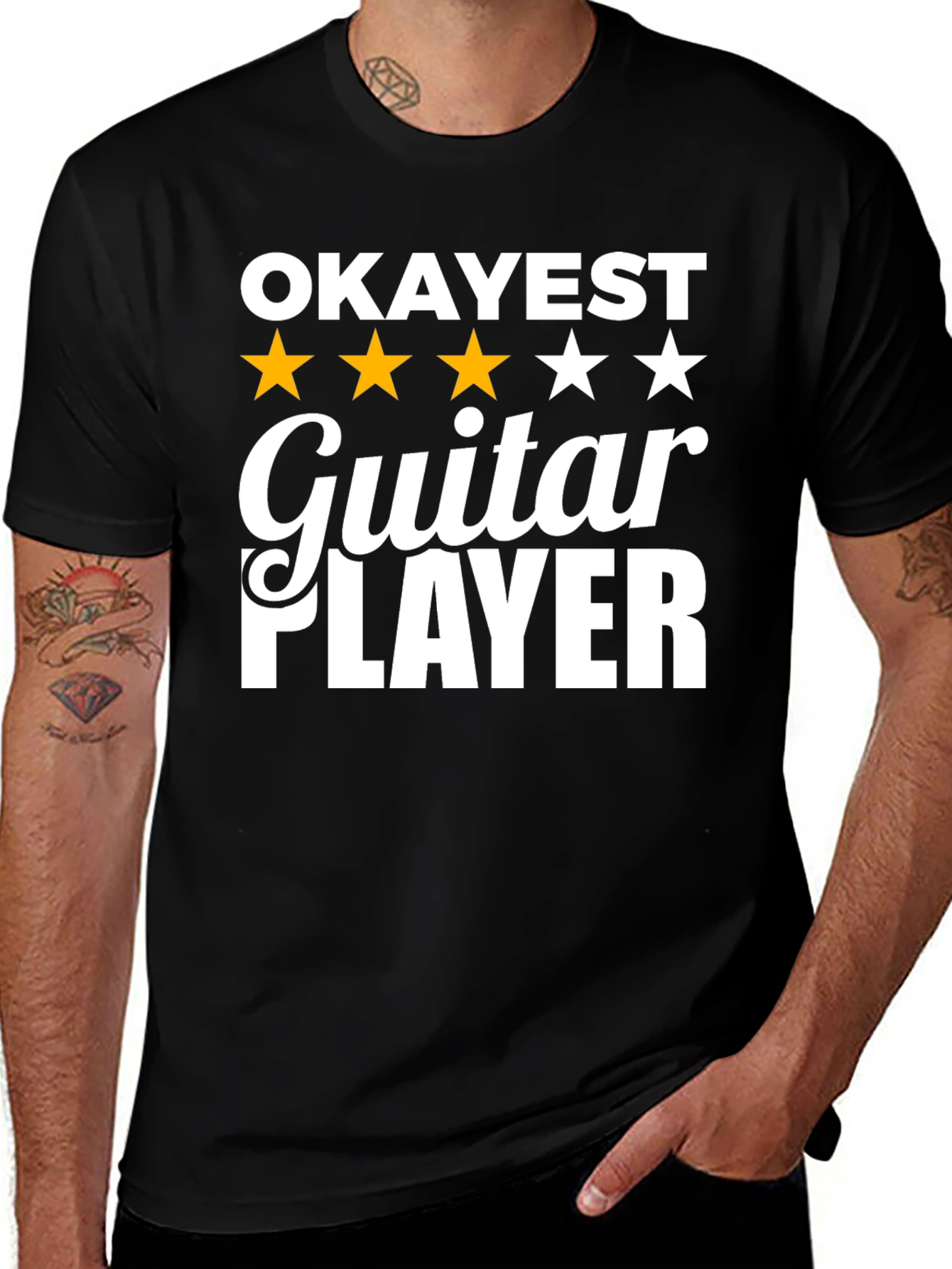 Okayest Guitar Player Graphic Tee - Black T-Shirt