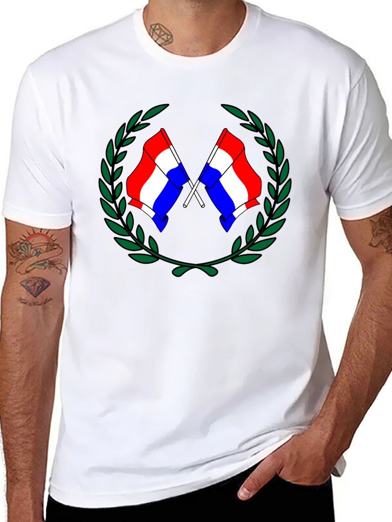 Patriotic Flag Wreath Graphic Tee - Black