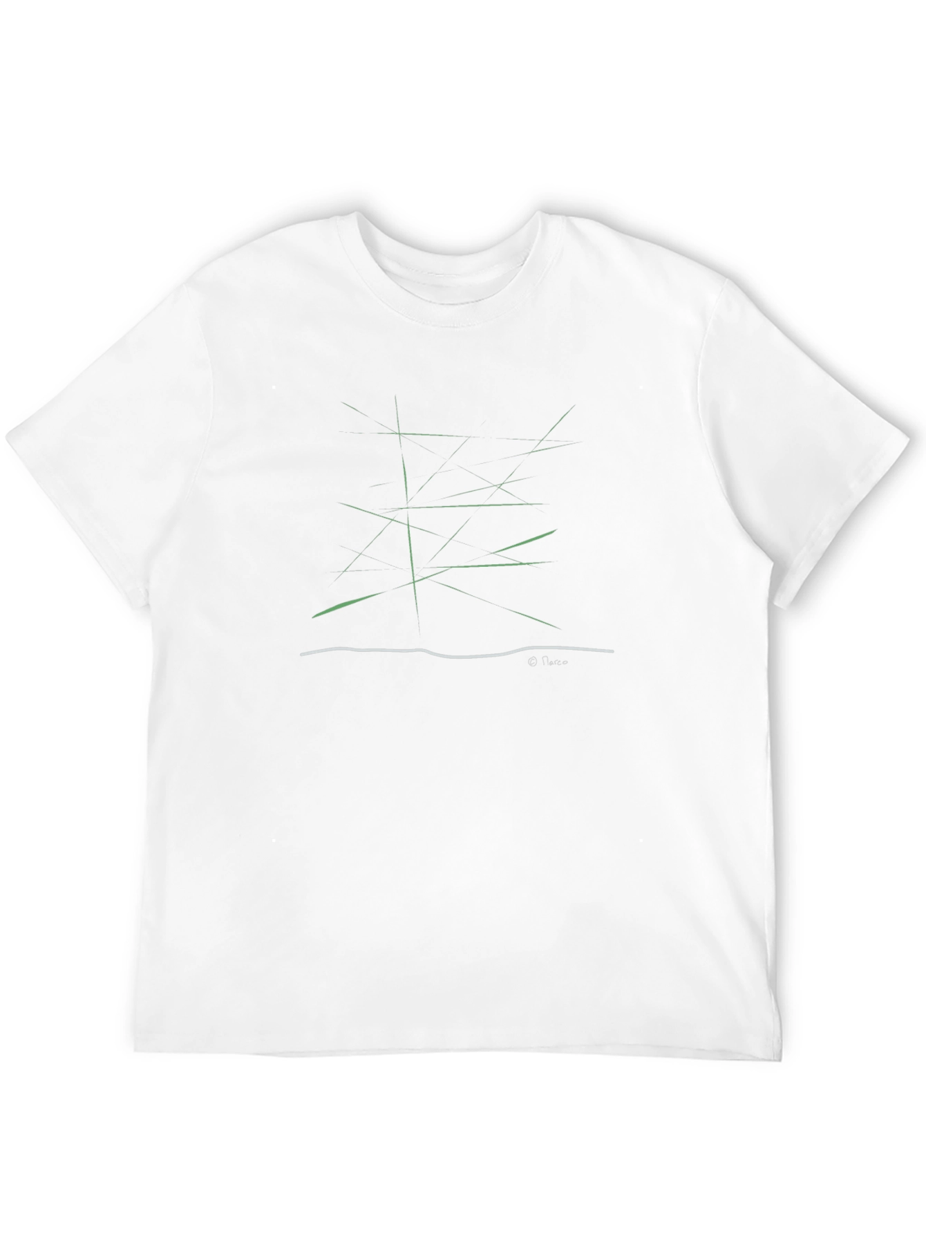 Abstract Green Lines Graphic Black T-Shirt