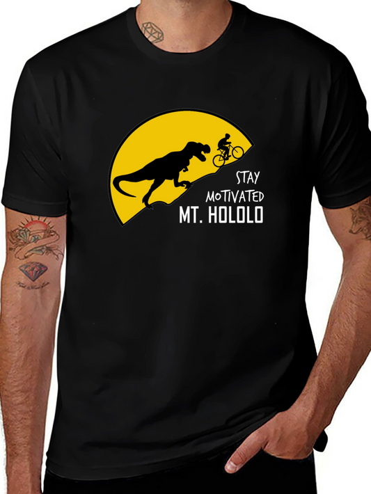 Stay Motivated T-Shirt - Dinosaur Biking Graphic Tee