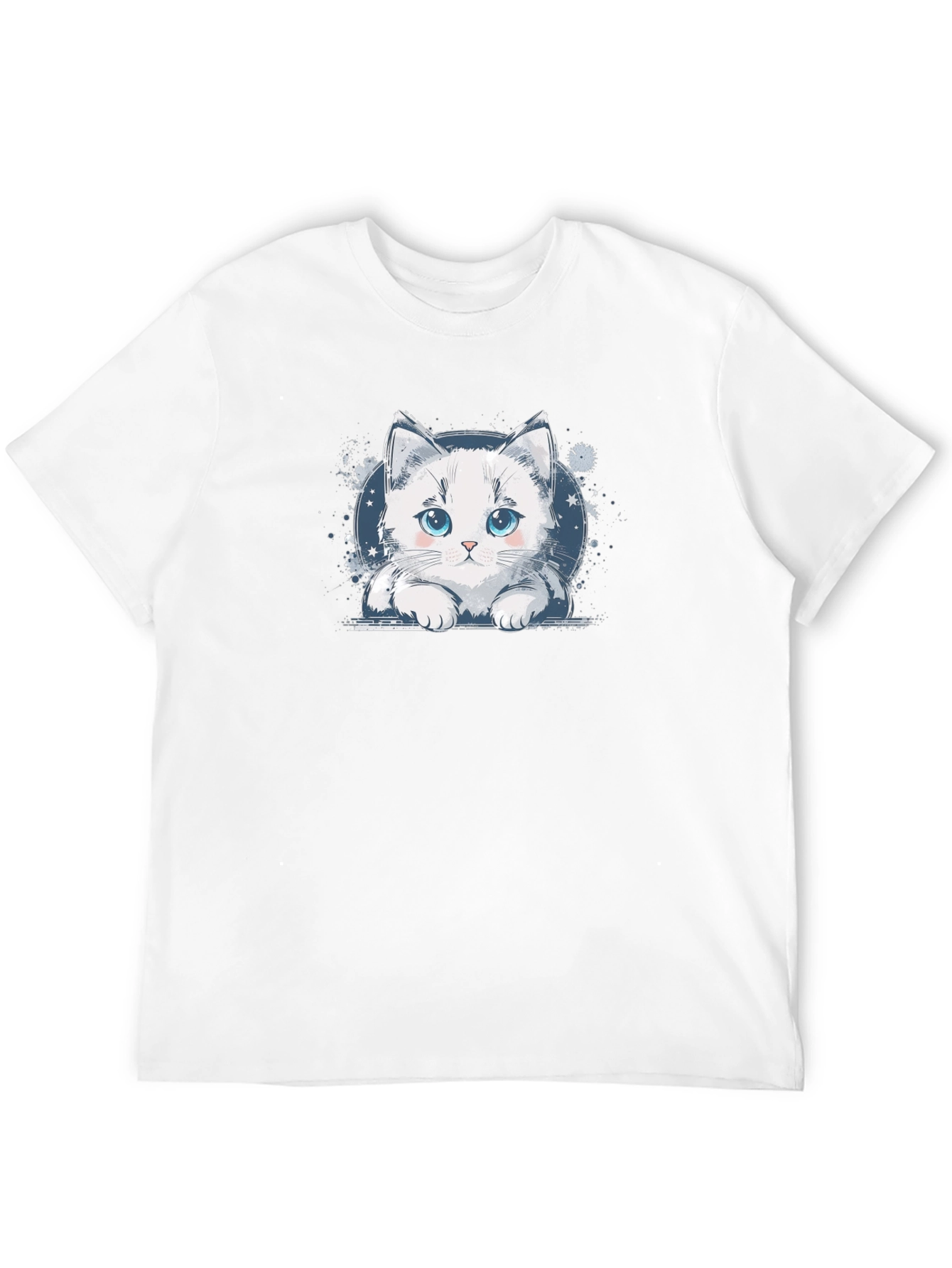 Cute Cat Graphic Black T-Shirt