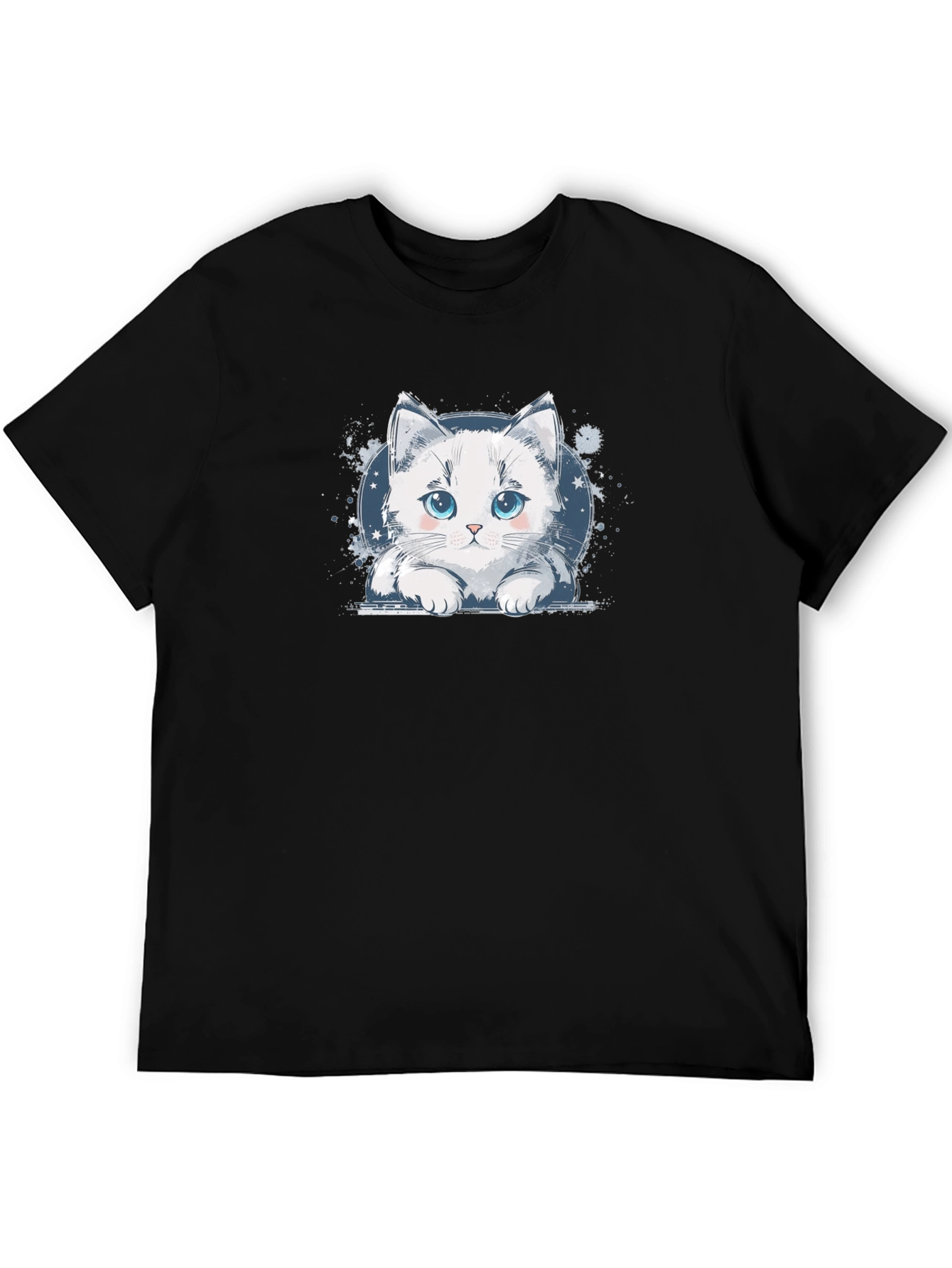 Cute Cat Graphic Black T-Shirt