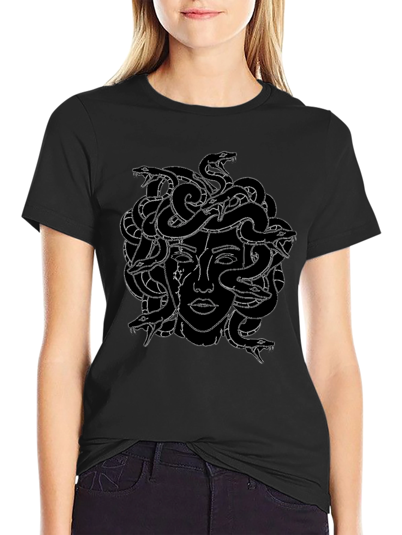 Medusa Graphic Print Black T-Shirt