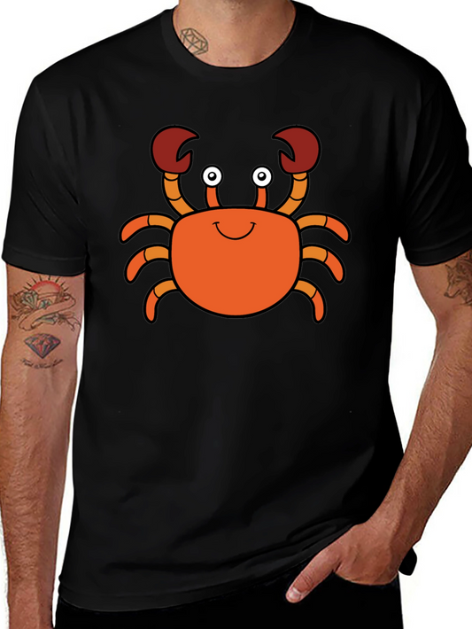 Cute Cartoon Crab Graphic Tee - Black