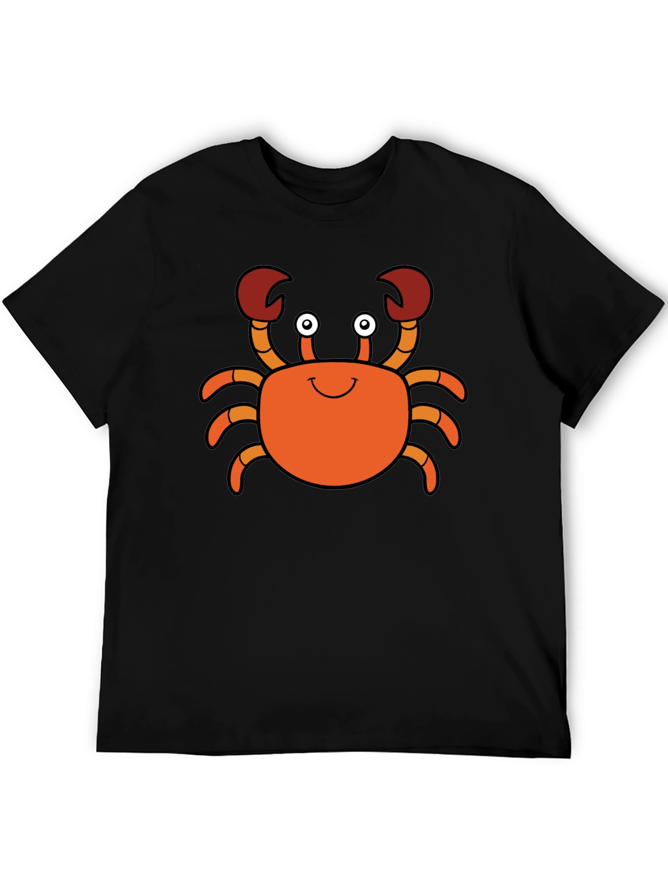 Cute Cartoon Crab Graphic Tee - Black