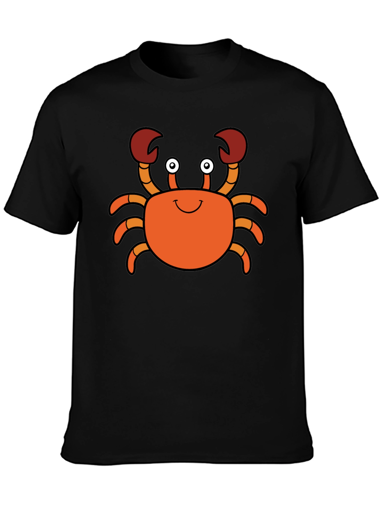 Cute Cartoon Crab Graphic Tee - Black