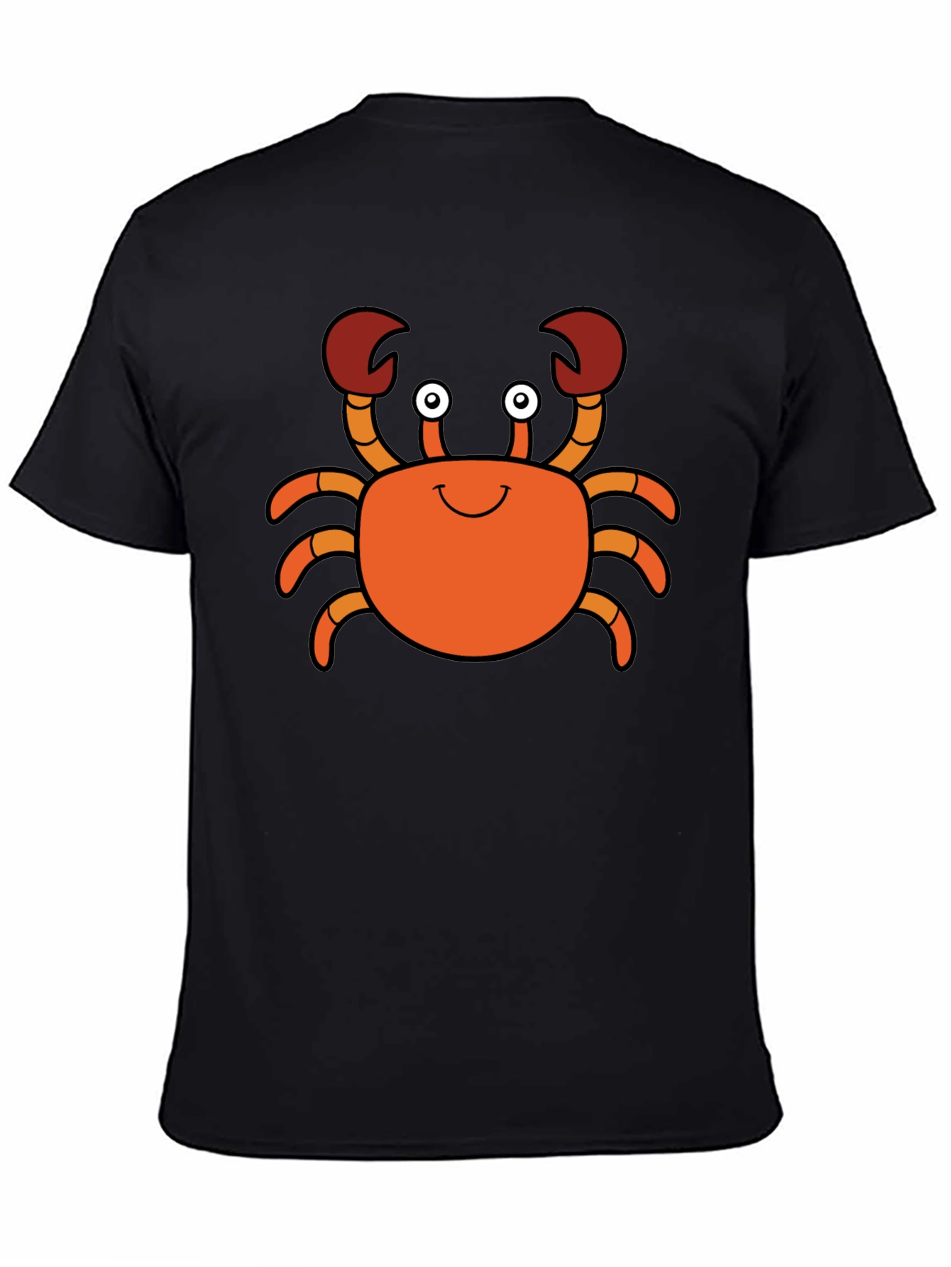 Cute Cartoon Crab Graphic Tee - Black