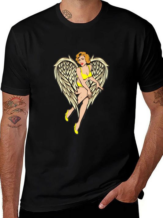 Angel Pin-Up Graphic Tee - Black