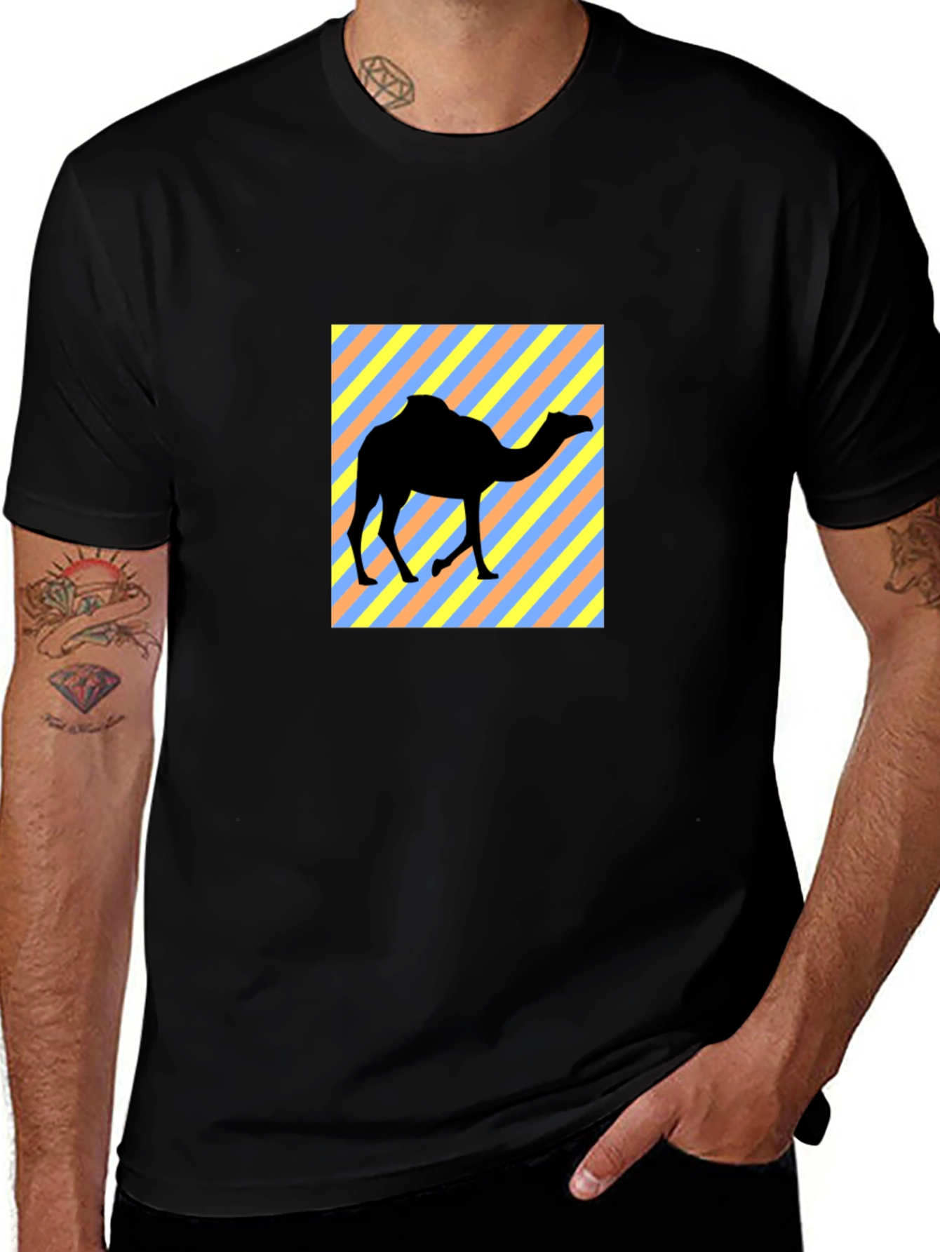Trendy Camel Graphic Tee - Black