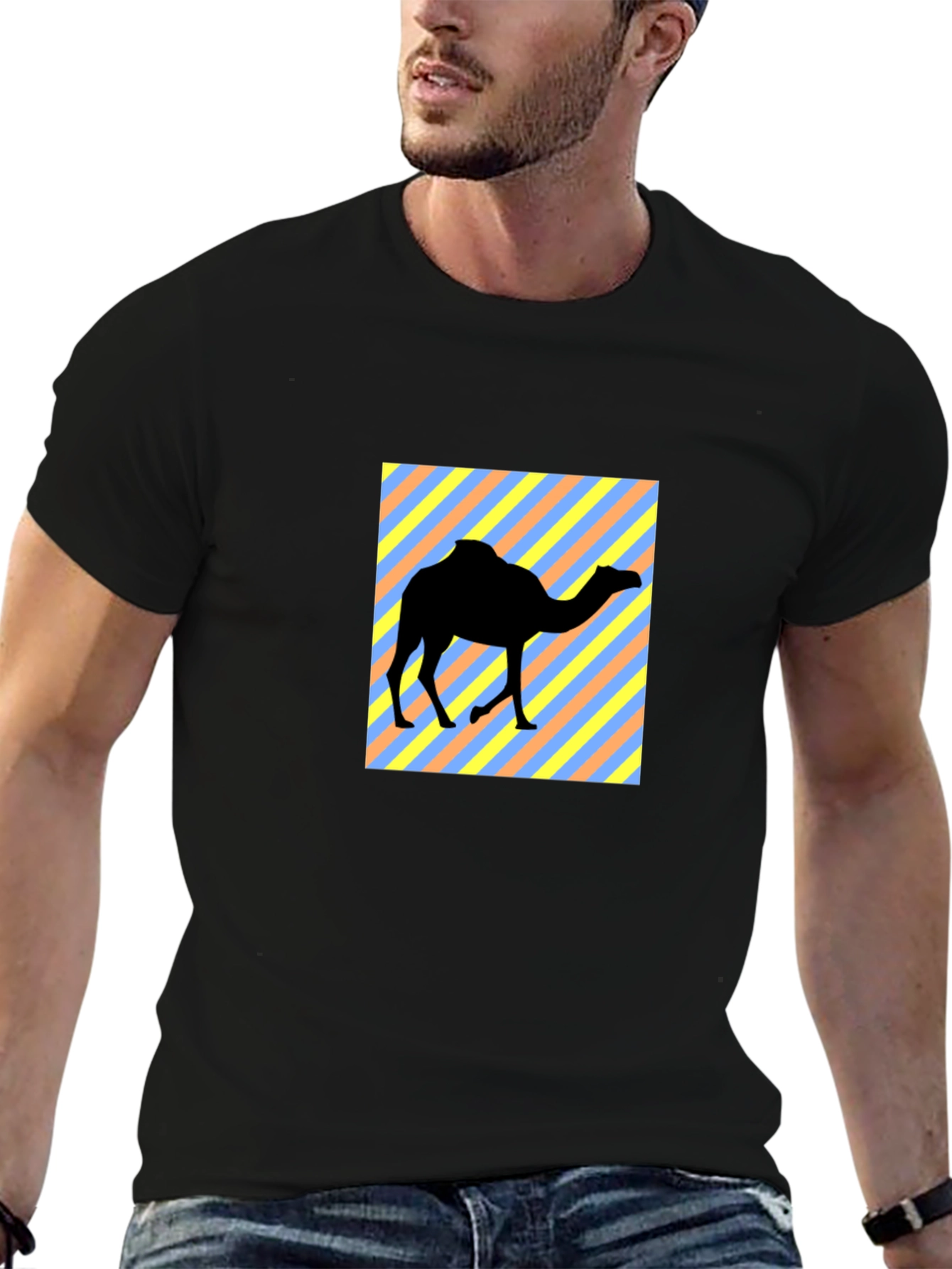 Trendy Camel Graphic Tee - Black