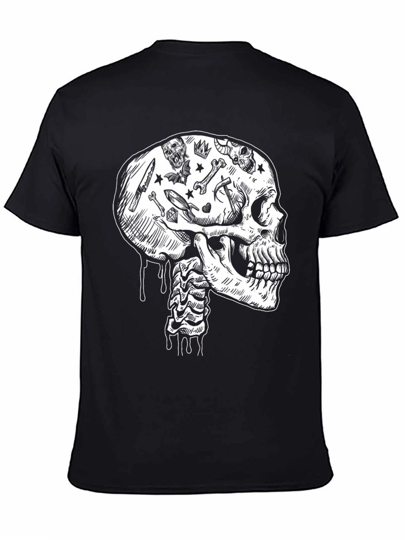 Skull & Bones Graphic Print Black T-Shirt