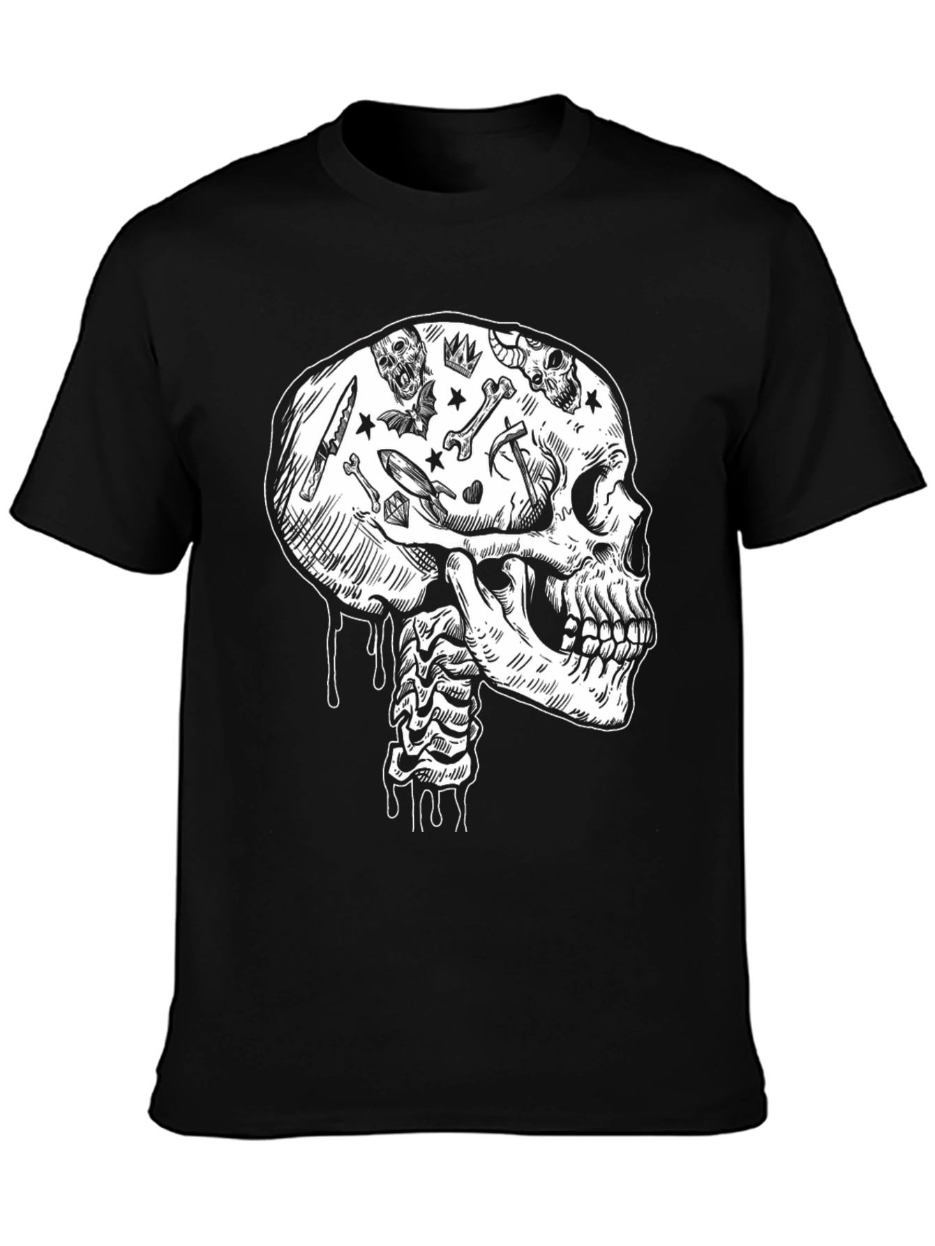 Skull & Bones Graphic Print Black T-Shirt