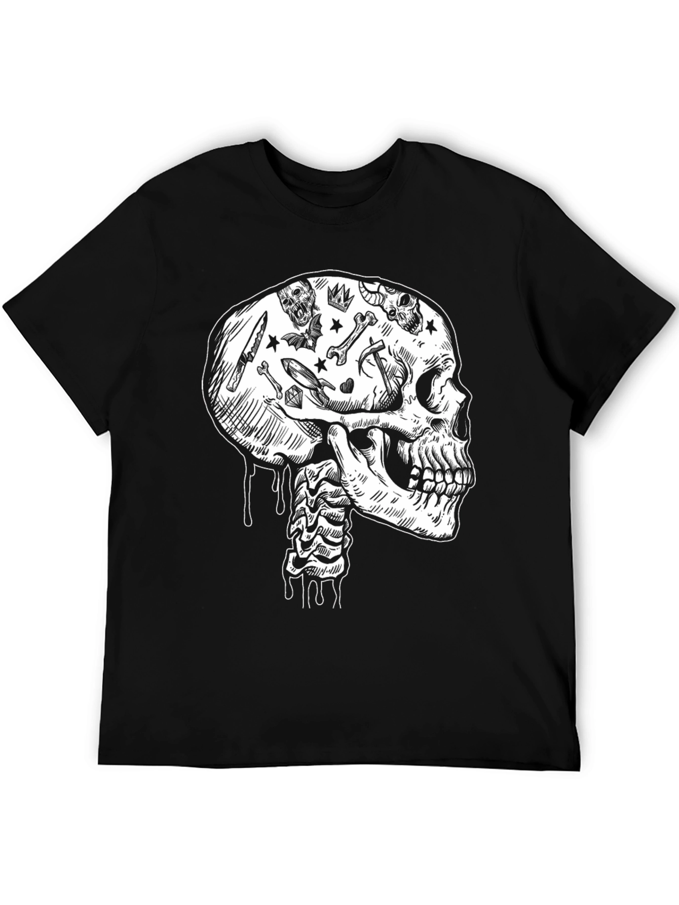 Skull & Bones Graphic Print Black T-Shirt