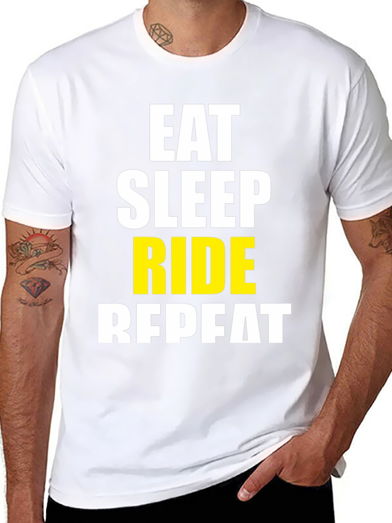 Eat Sleep Ride Repeat Black Graphic T-Shirt