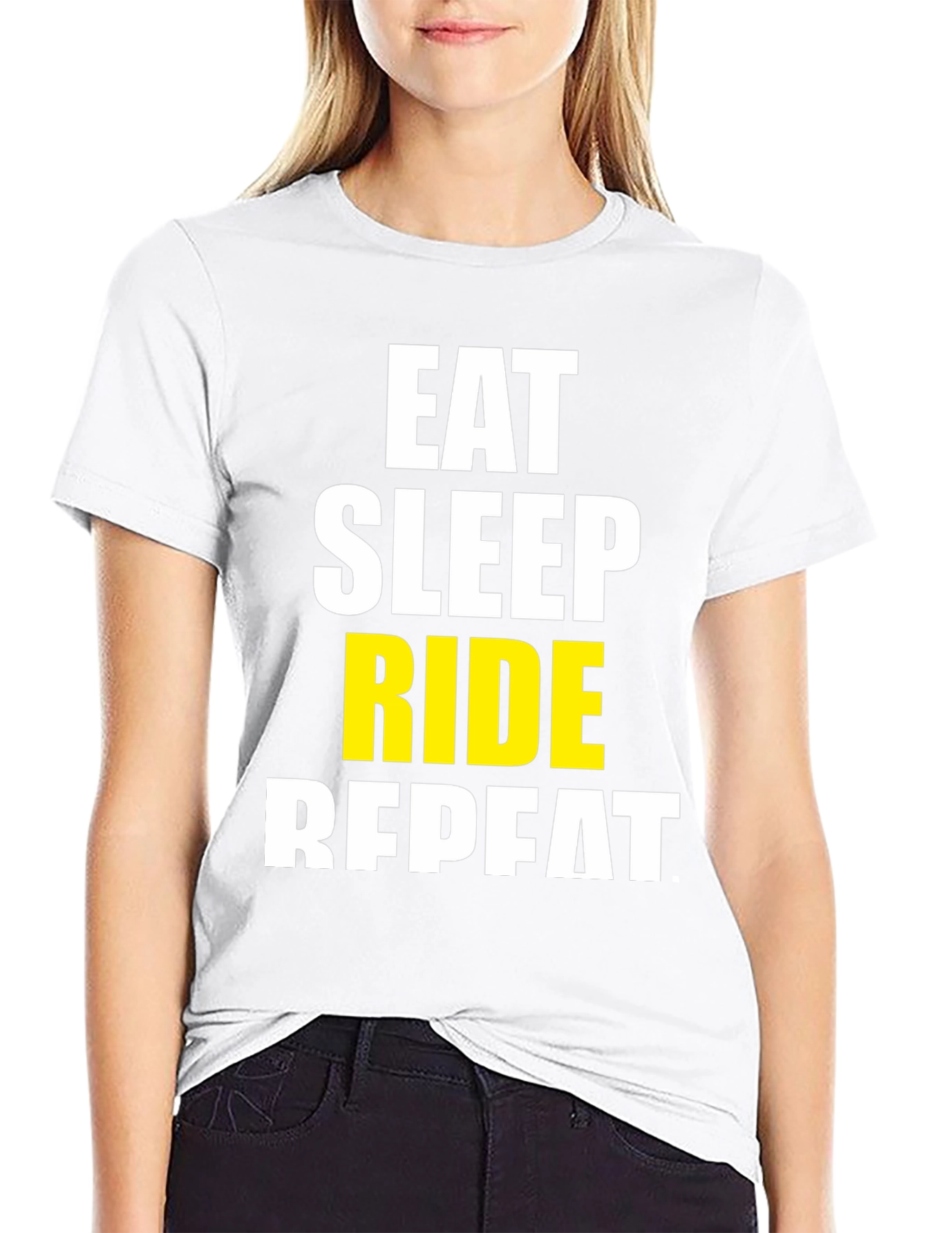 Eat Sleep Ride Repeat Black Graphic T-Shirt