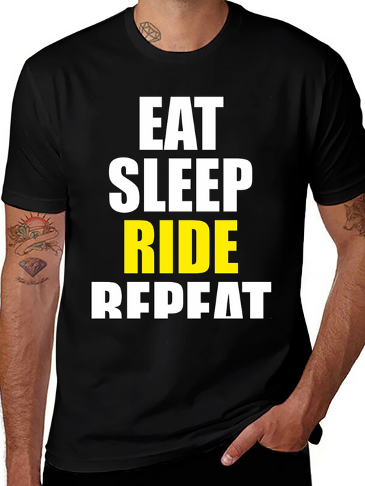 Eat Sleep Ride Repeat Black Graphic T-Shirt