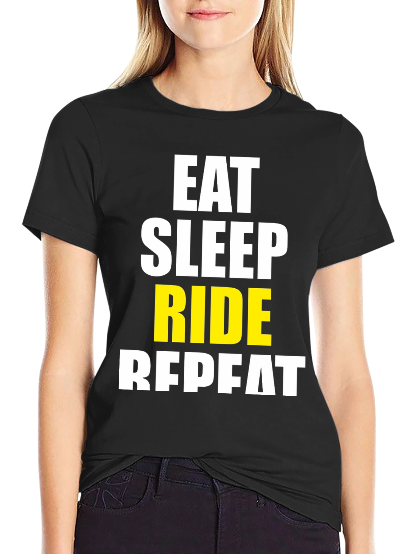 Eat Sleep Ride Repeat Black Graphic T-Shirt