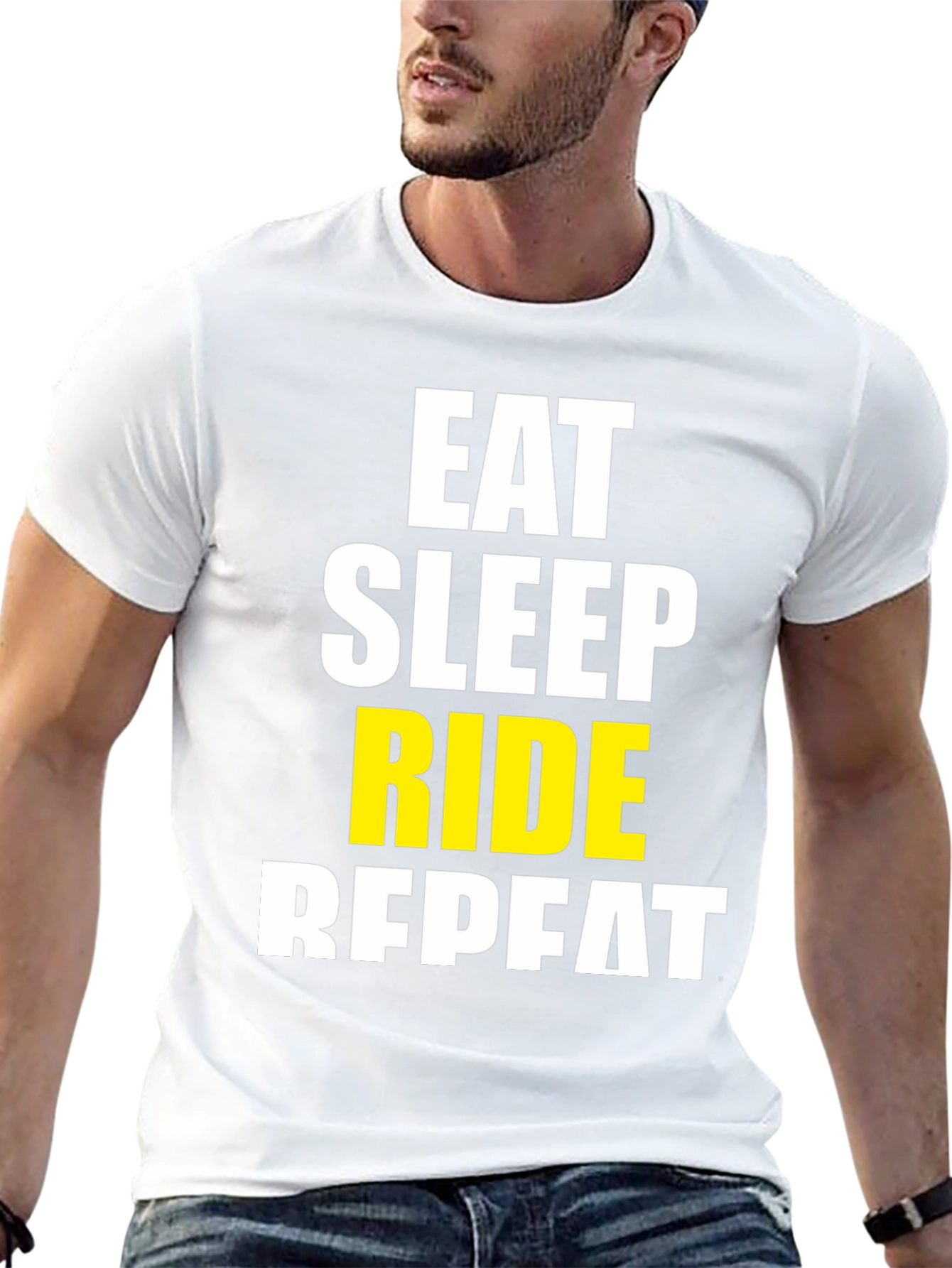 Eat Sleep Ride Repeat Black Graphic T-Shirt