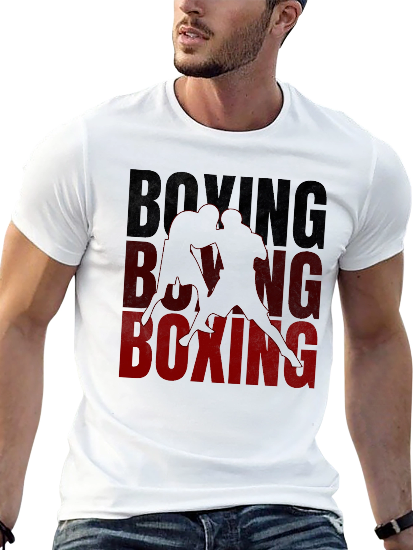 Boxing Graphic Print Black T-Shirt