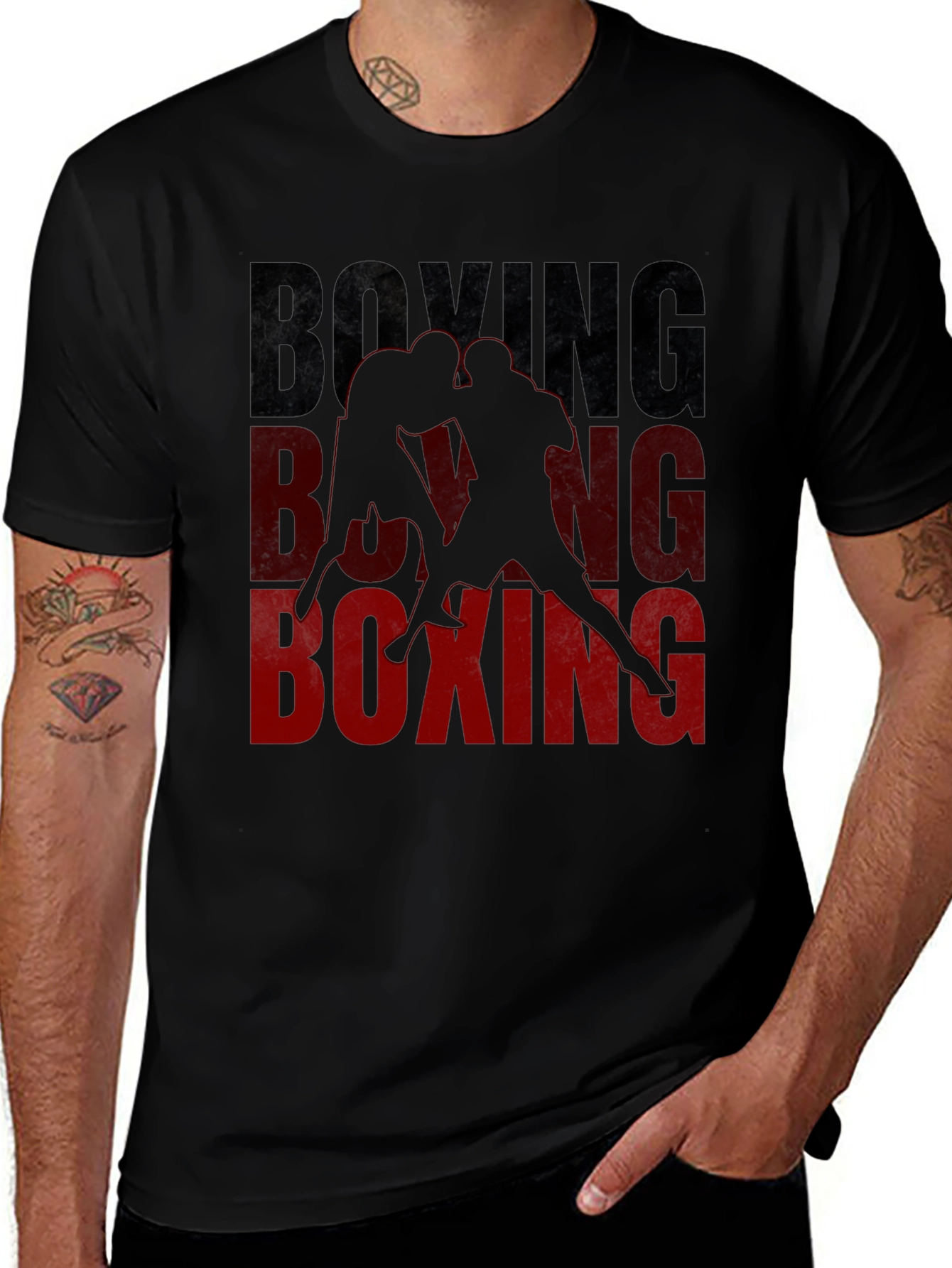 Boxing Graphic Print Black T-Shirt