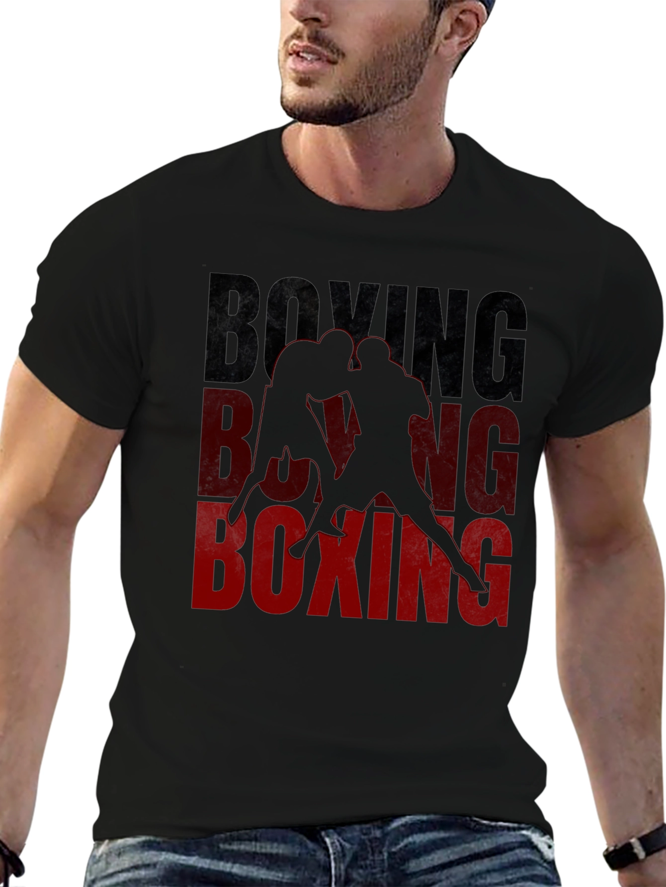Boxing Graphic Print Black T-Shirt