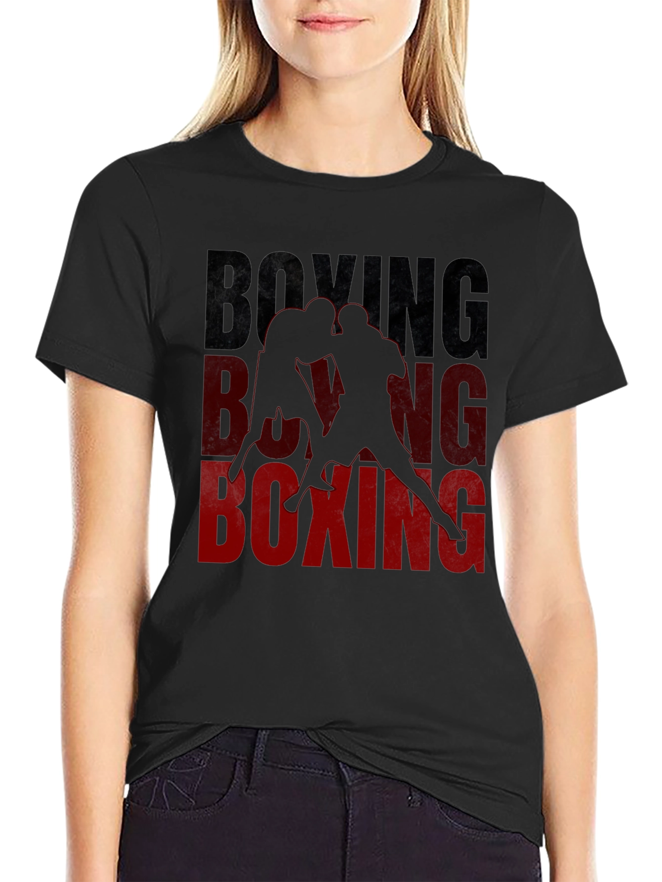 Boxing Graphic Print Black T-Shirt