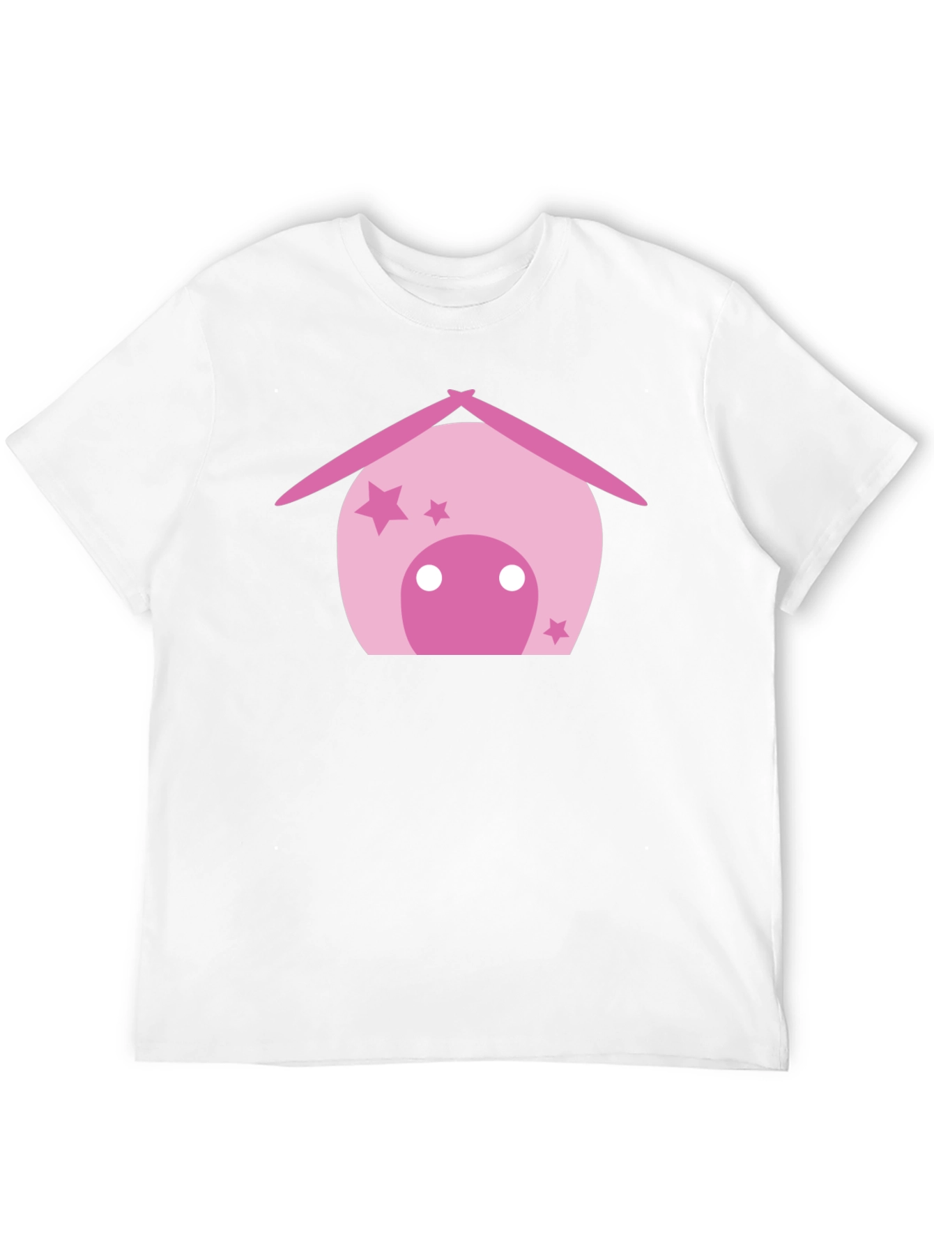 Cute Pink House Graphic Black T-Shirt